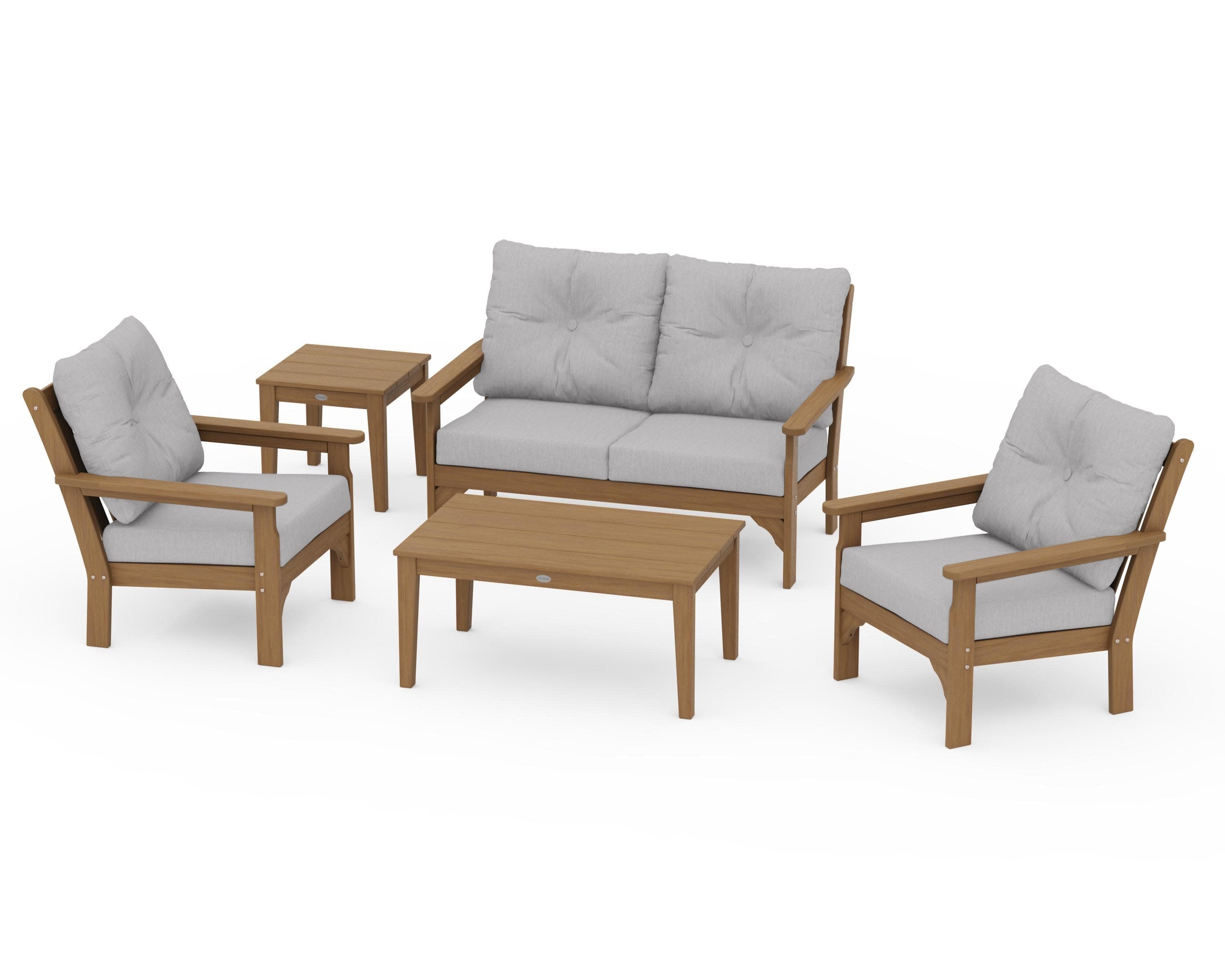 Vineyard 5-Piece Deep Seating Set in Natural / Granite