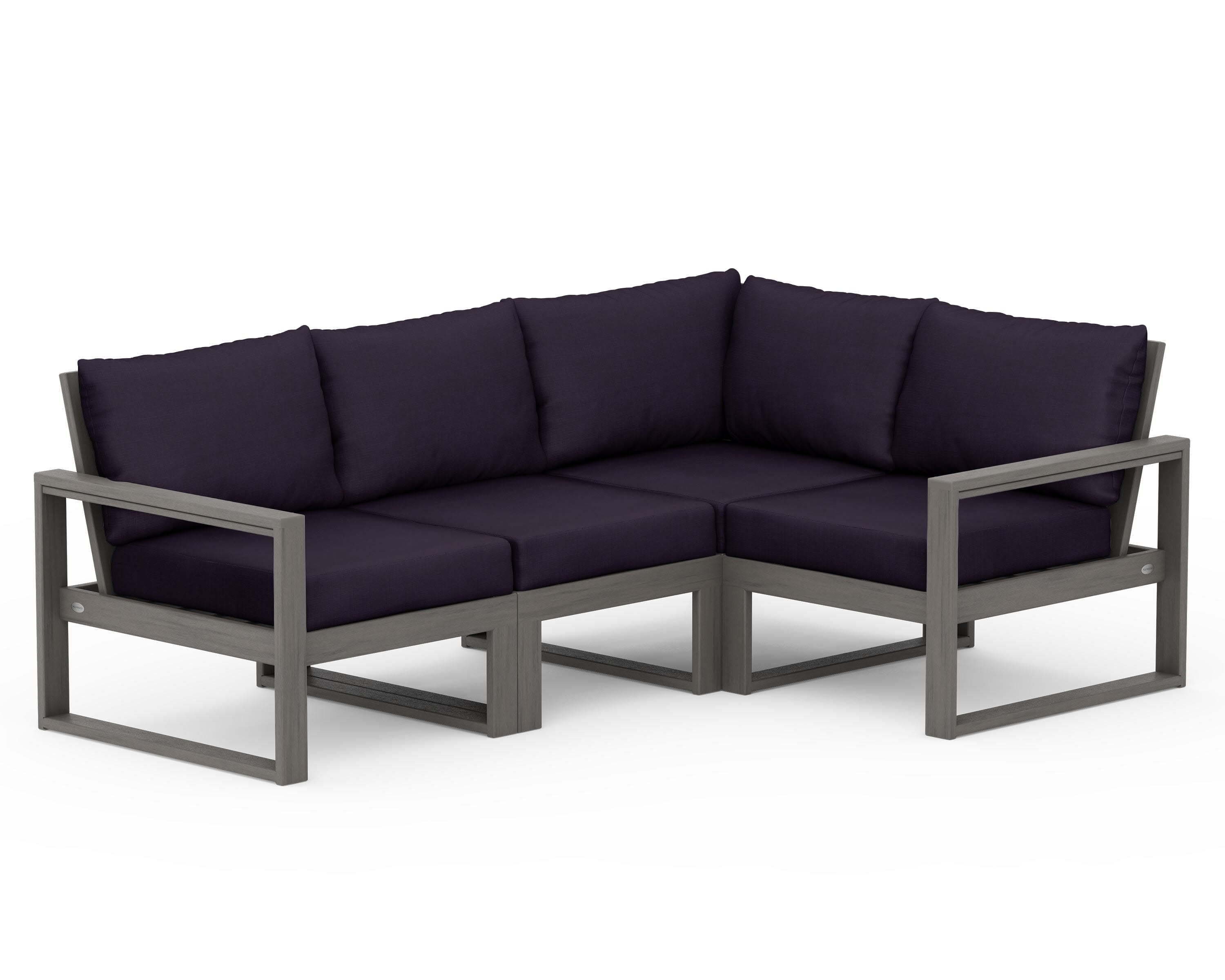 EDGE 4-Piece Modular Deep Seating Set in Driftwood / Navy Linen