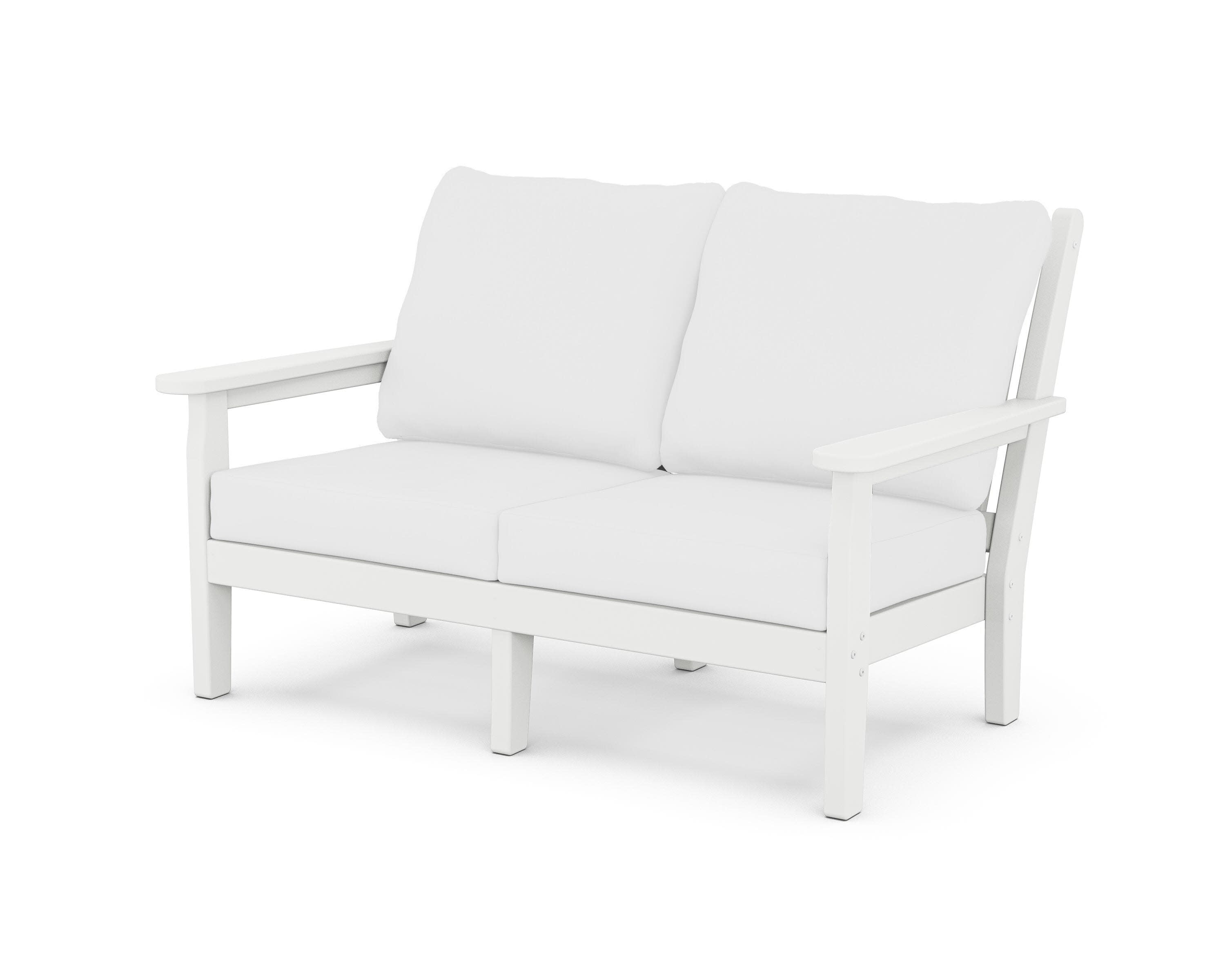 Chippendale Deep Seating Loveseat in White / Natural