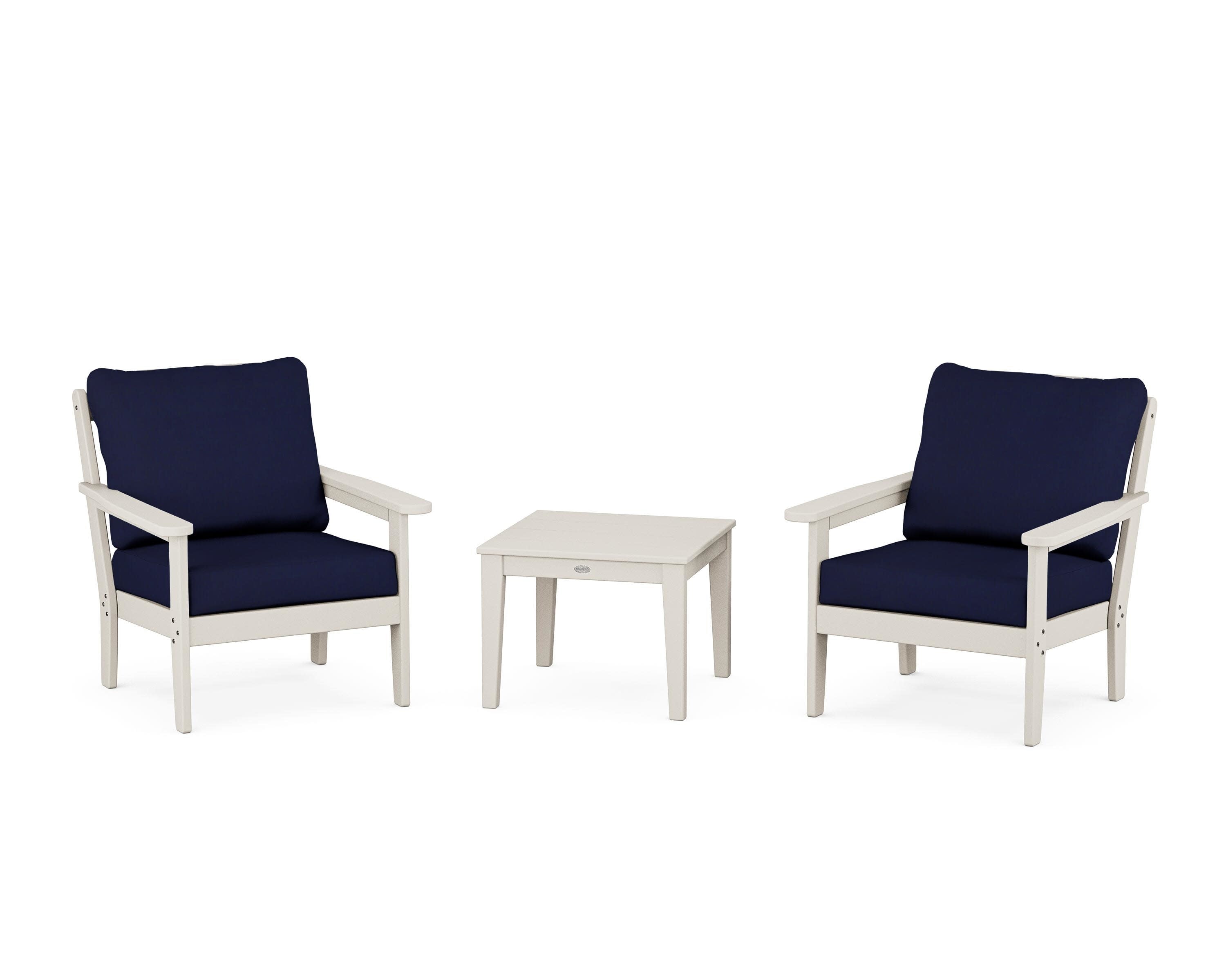 Cottage 3-Piece Deep Seating Set in Sand / Navy
