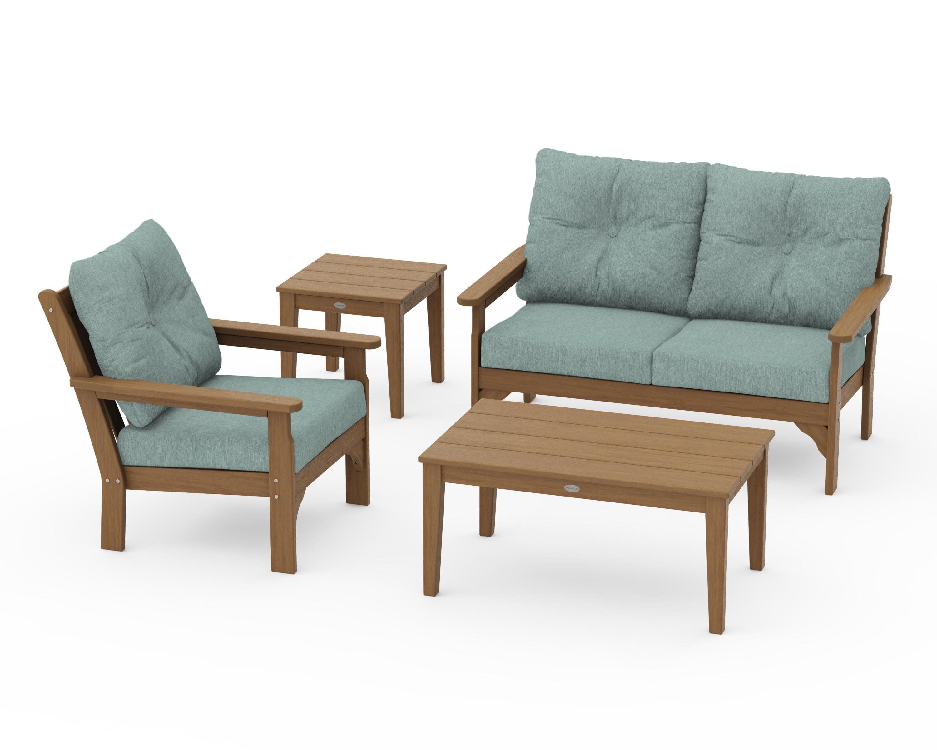 Vineyard 4-Piece Deep Seating Set in Natural / Glacier Spa