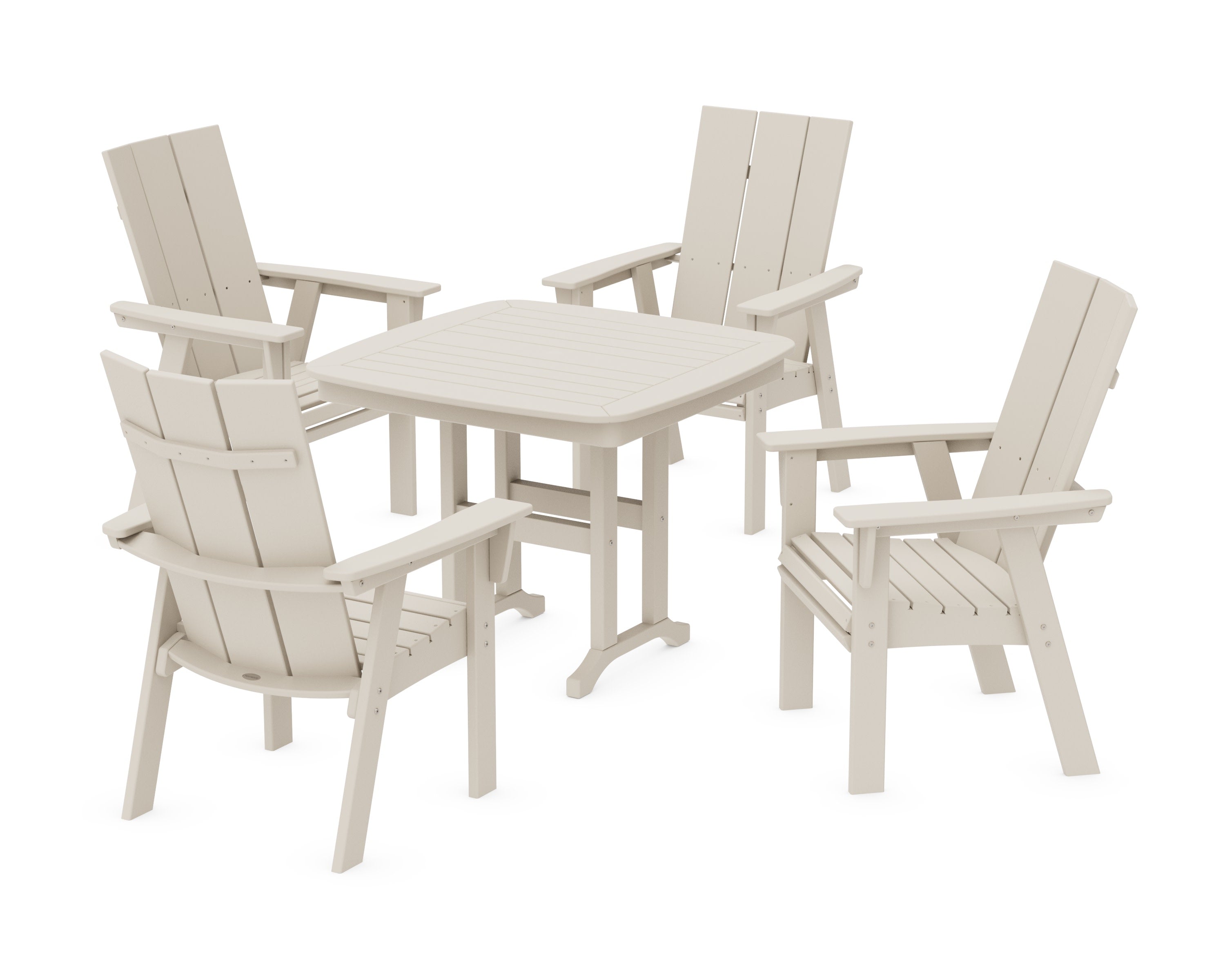Modern Curveback Adirondack 5-Piece Dining Set in Sand