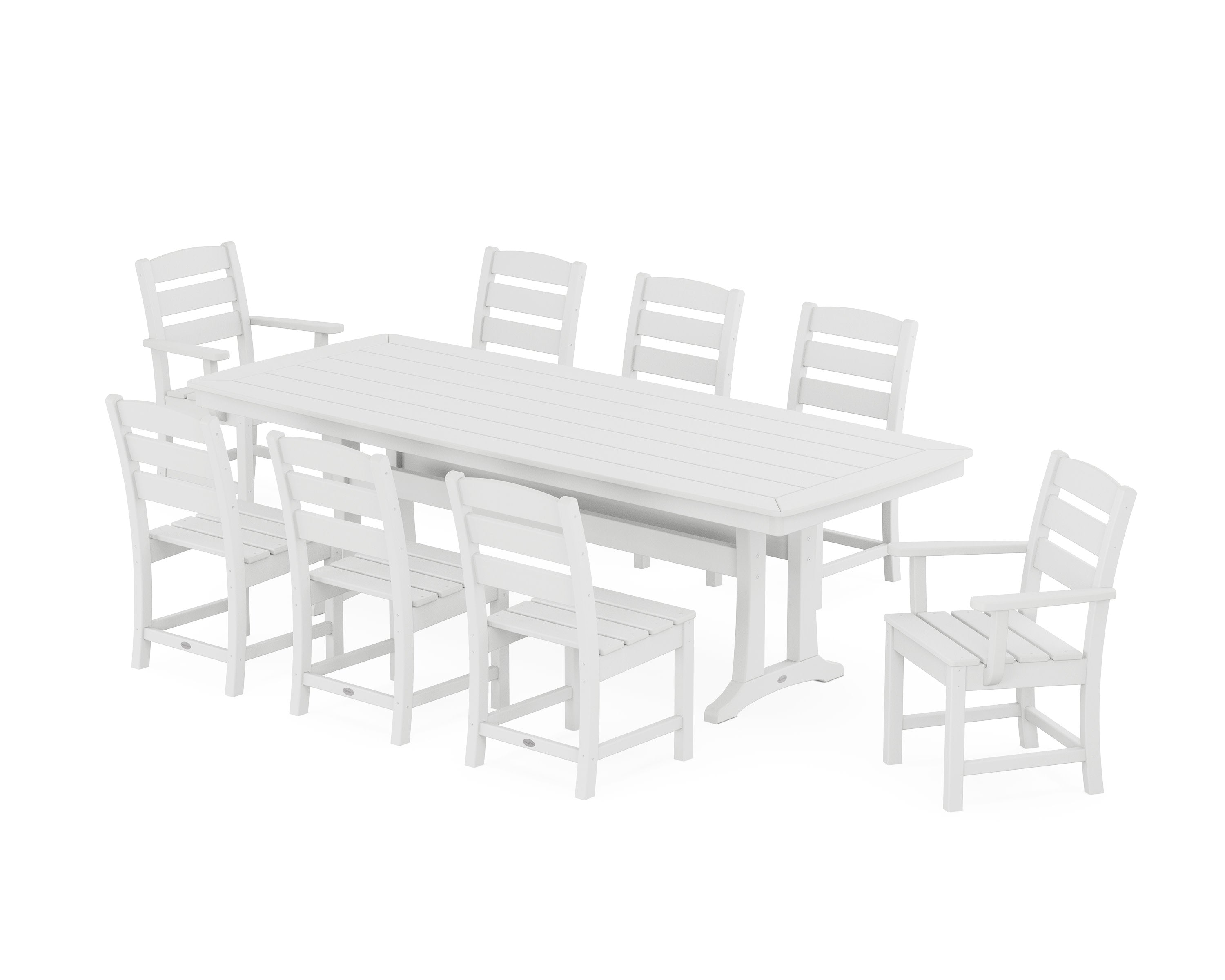 Lakeside 9-Piece Dining Set with Trestle Legs in White