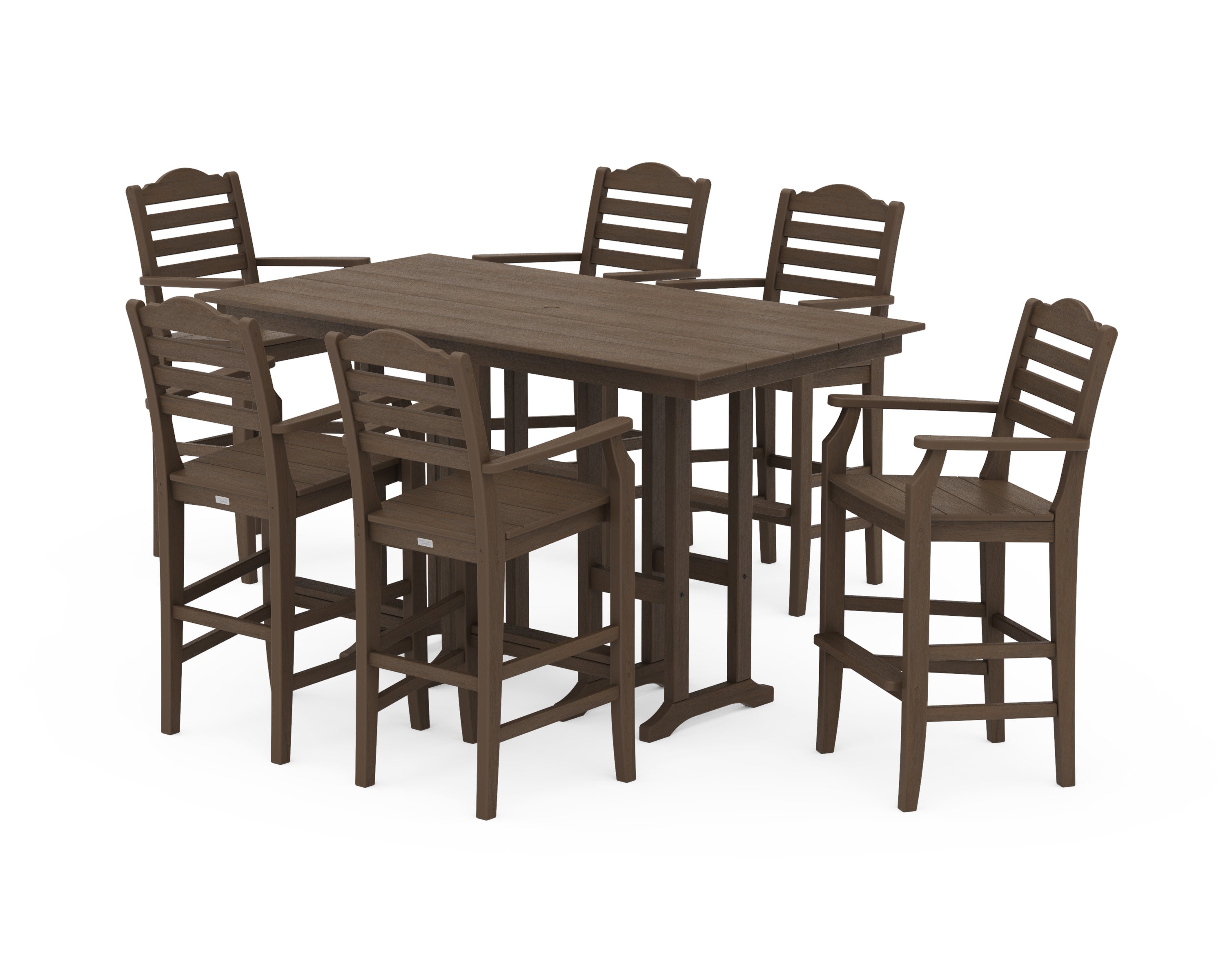 Savannah Arm Chair 7-Piece Farmhouse Bar Set in Kona