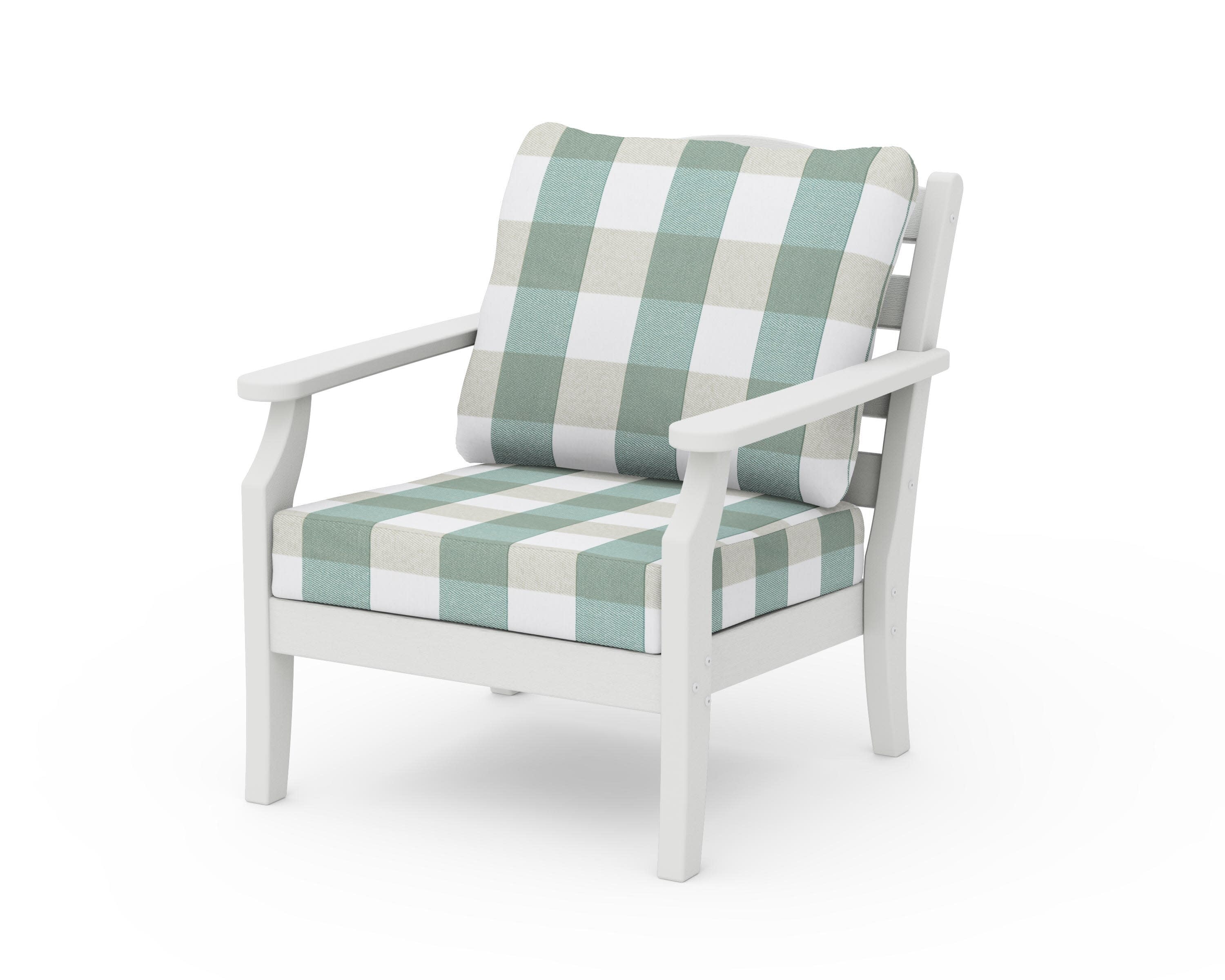 Savannah Deep Seating Chair in Vintage White / Buffalo Plaid Glacier Spa
