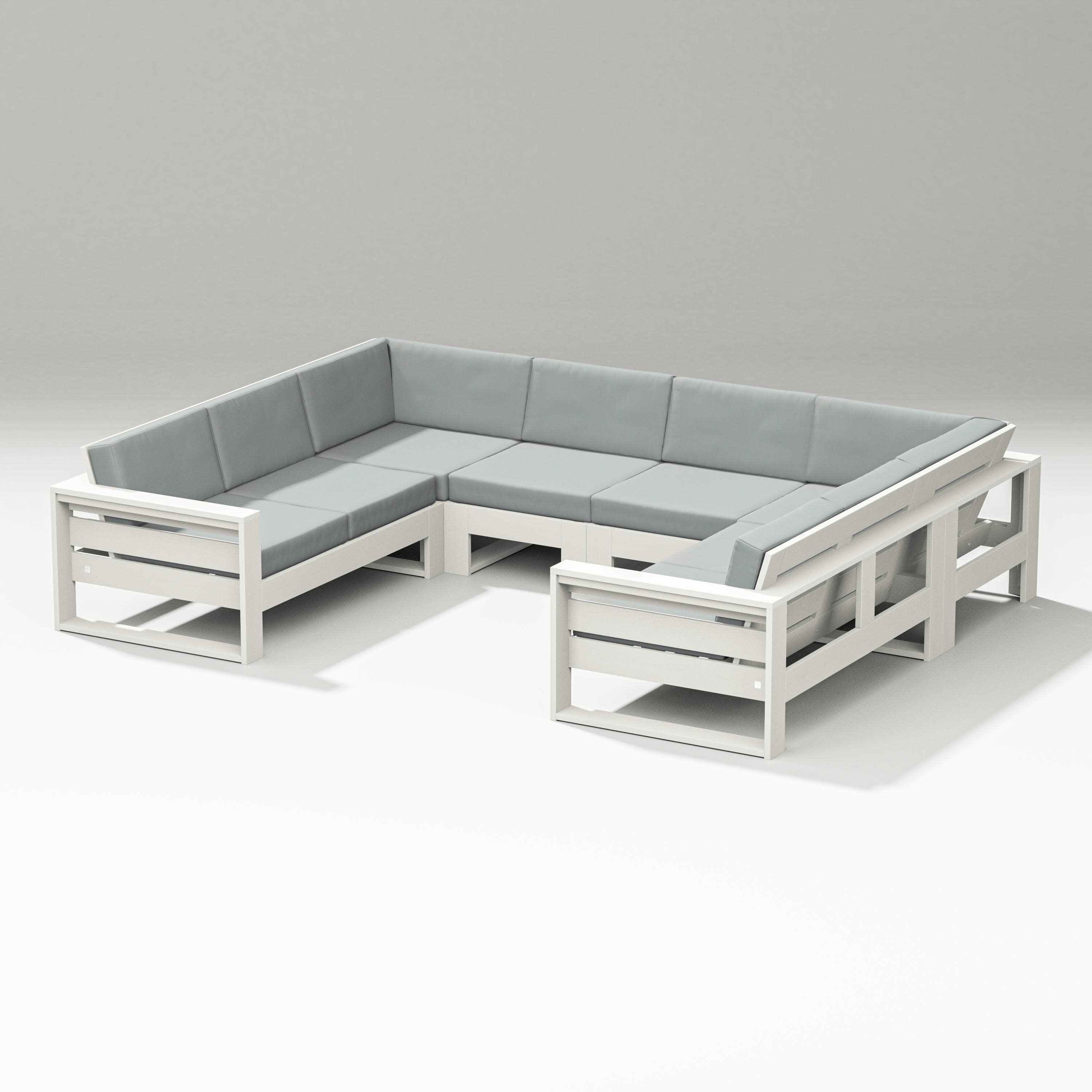 Latitude U-Shaped Sectional in Vintage White / Spa