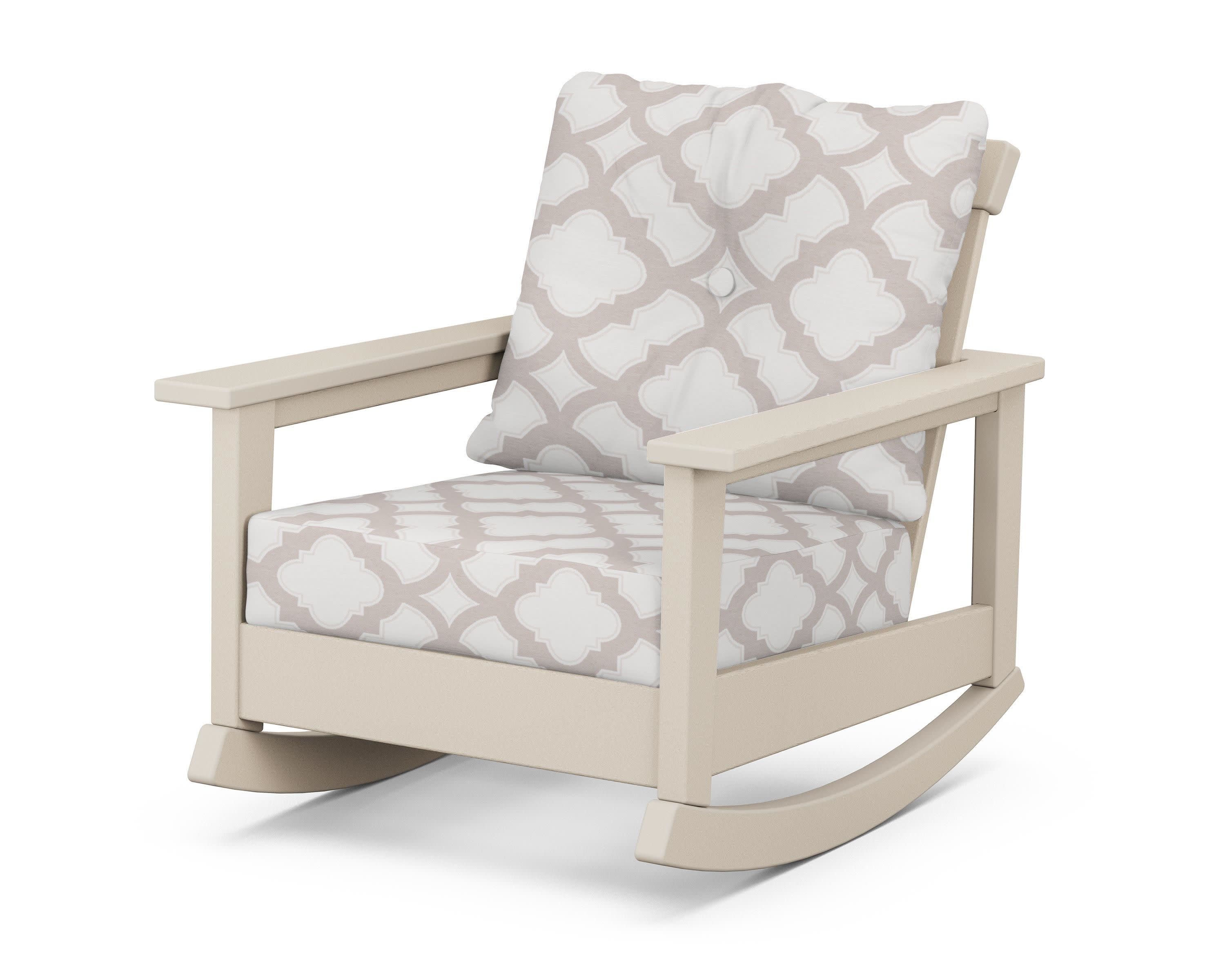 Prescott Deep Seating Rocking Chair in Sand / Trellis Dune Burlap