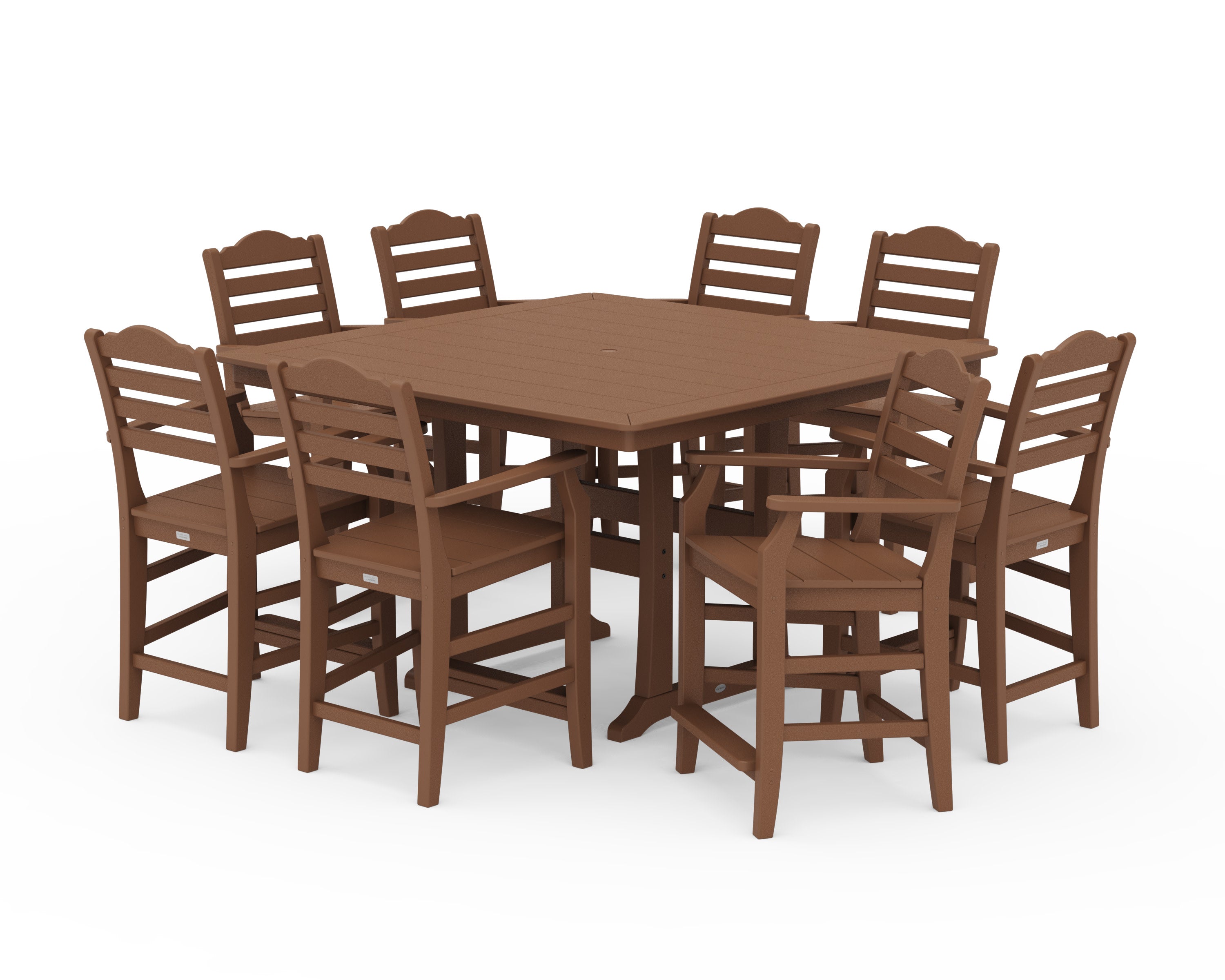Savannah 9-Piece Square Counter Set with Trestle Legs in Teak