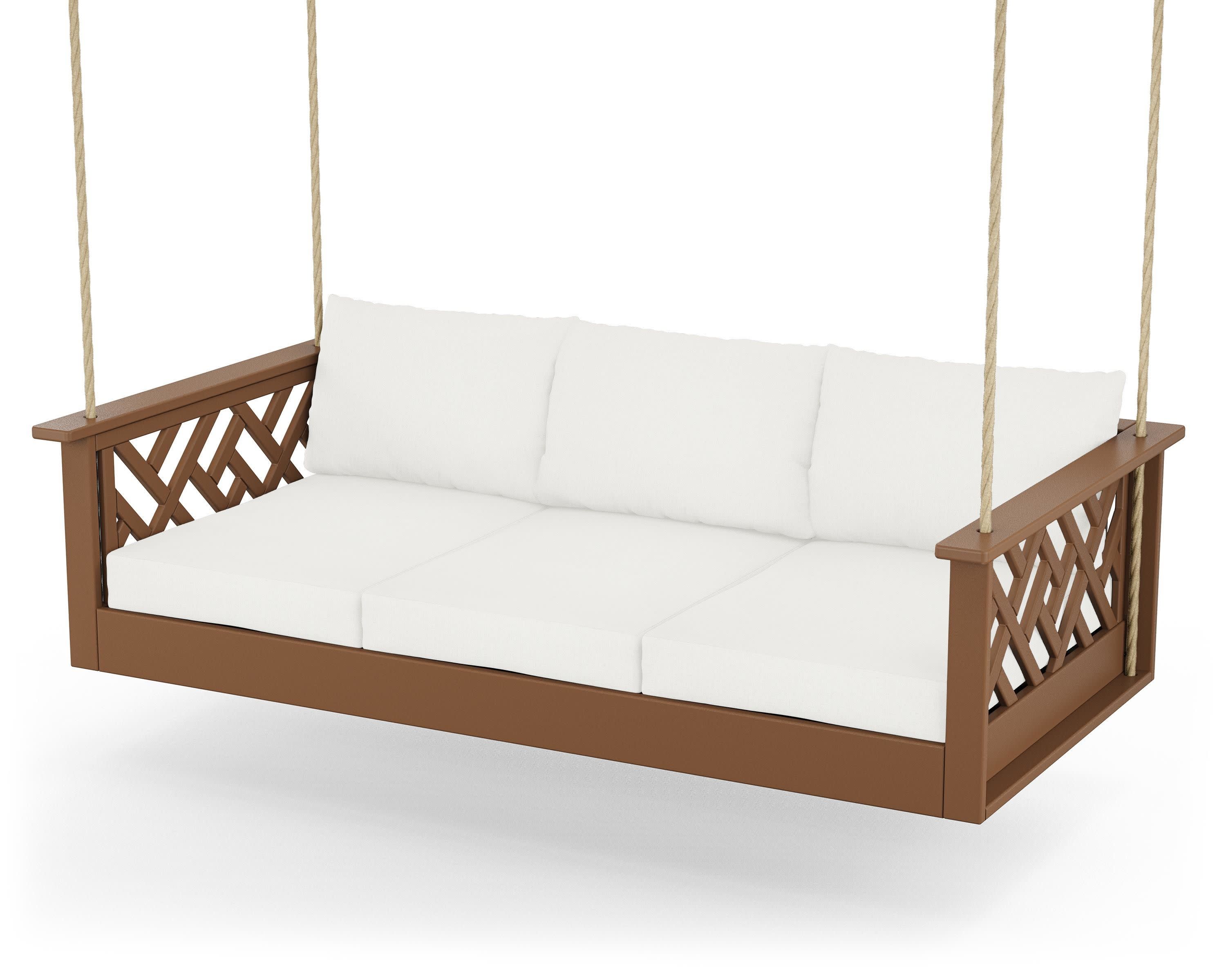 Chippendale Daybed Swing in Teak / Natural Linen