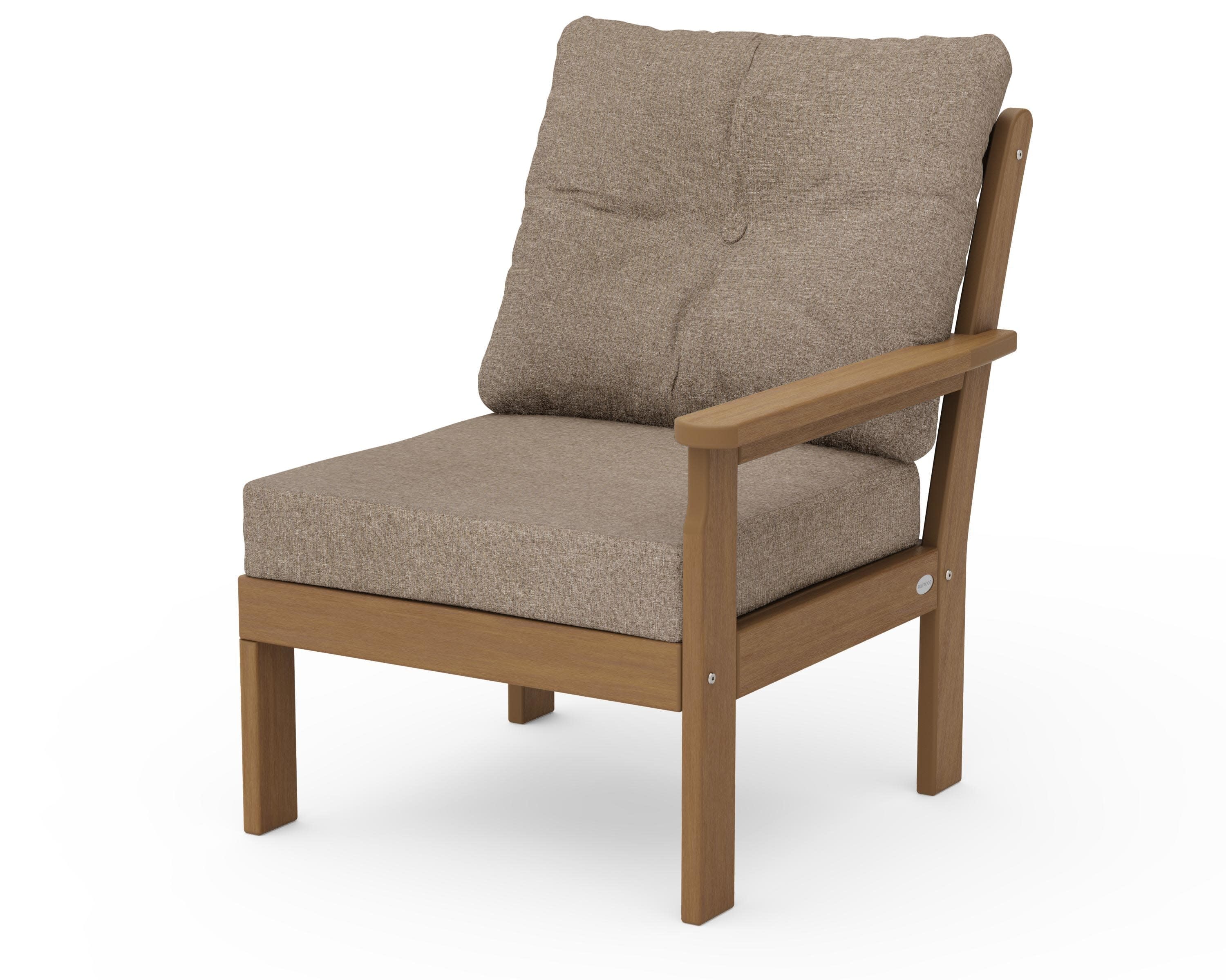 Vineyard Modular Right Arm Chair in Natural / Spiced Burlap