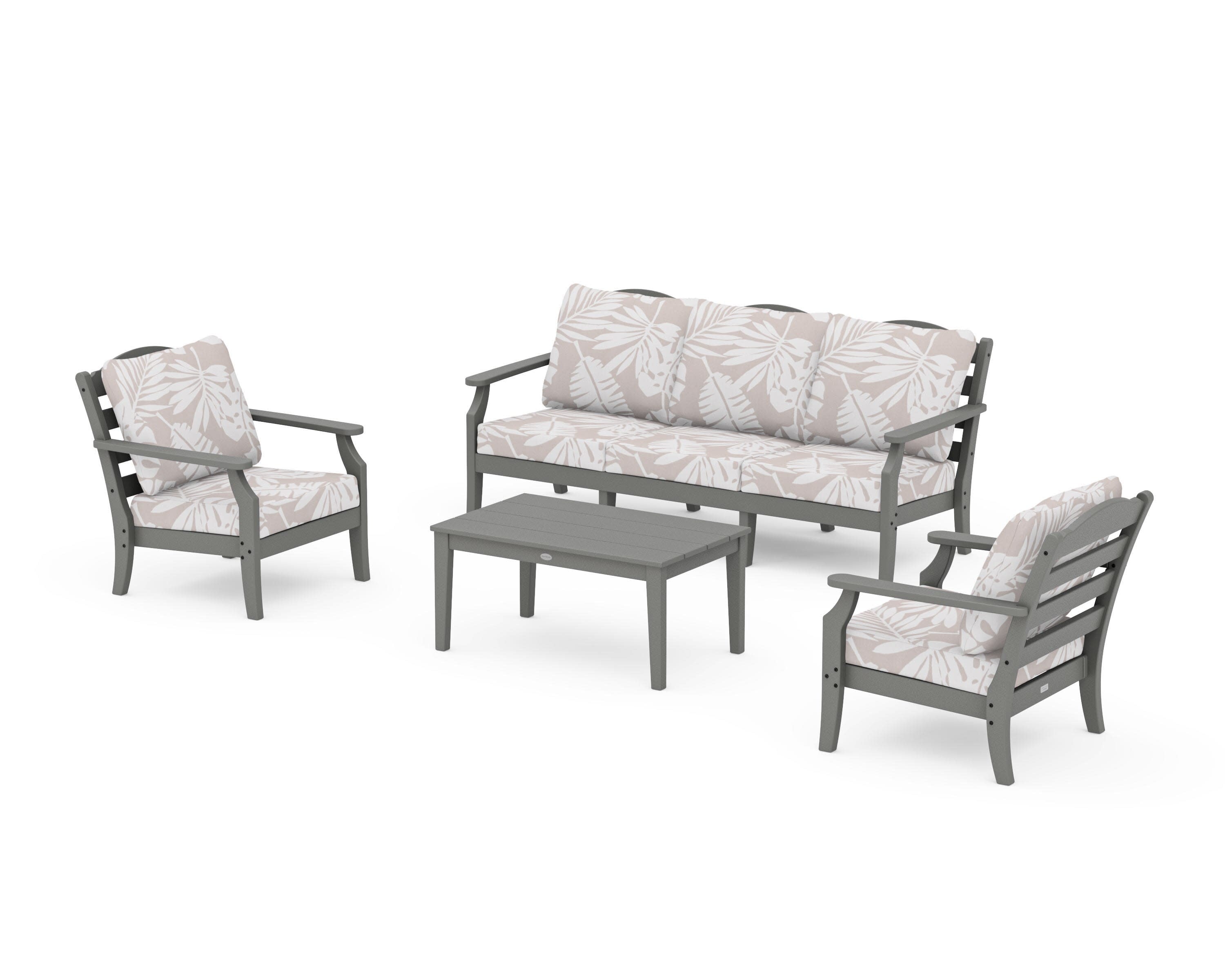 Savannah 4-Piece Deep Seating Set with Sofa in Slate Grey / Leaf Dune Burlap
