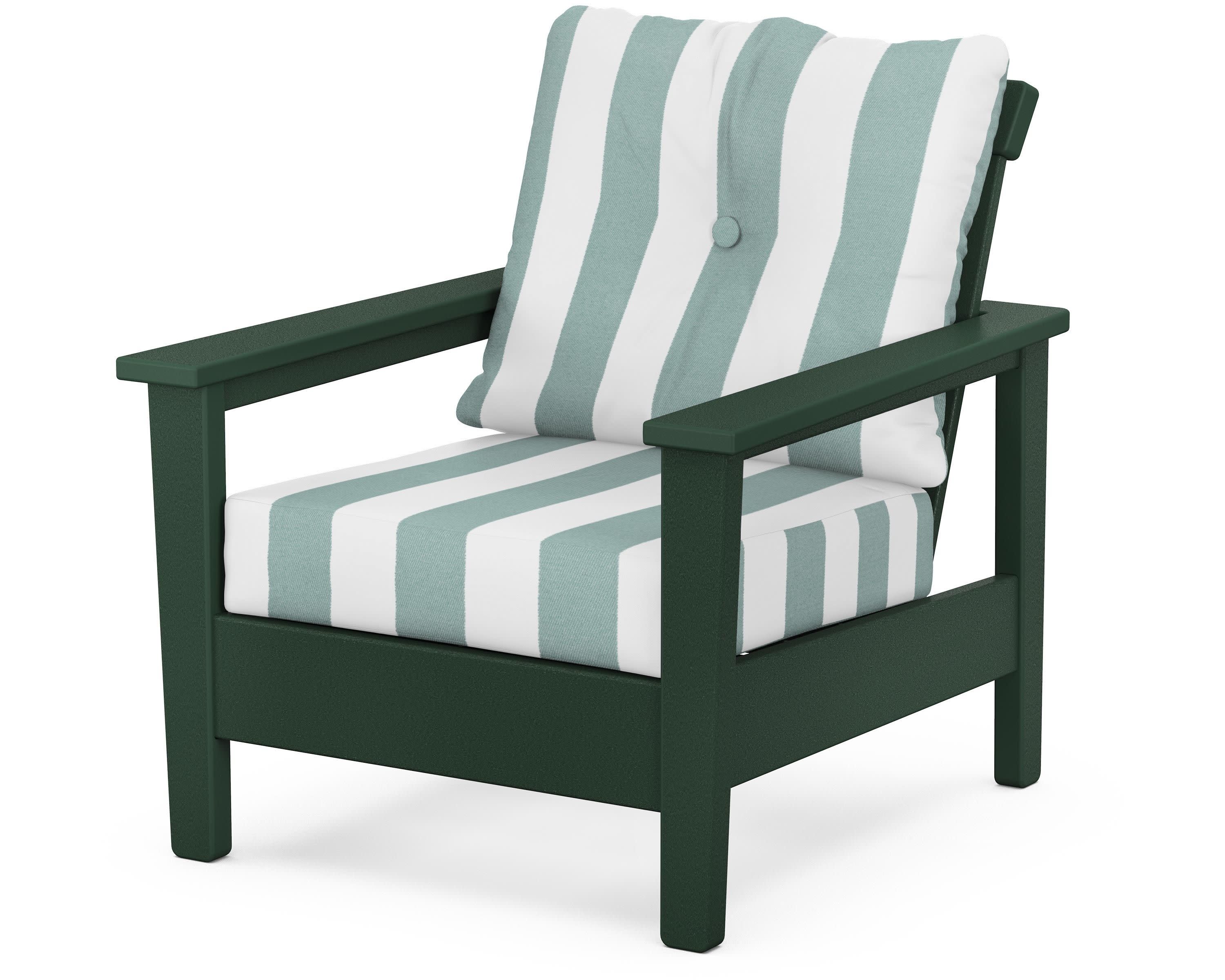 Prescott Deep Seating Chair in Green / Cabana Stripe Glacier Spa