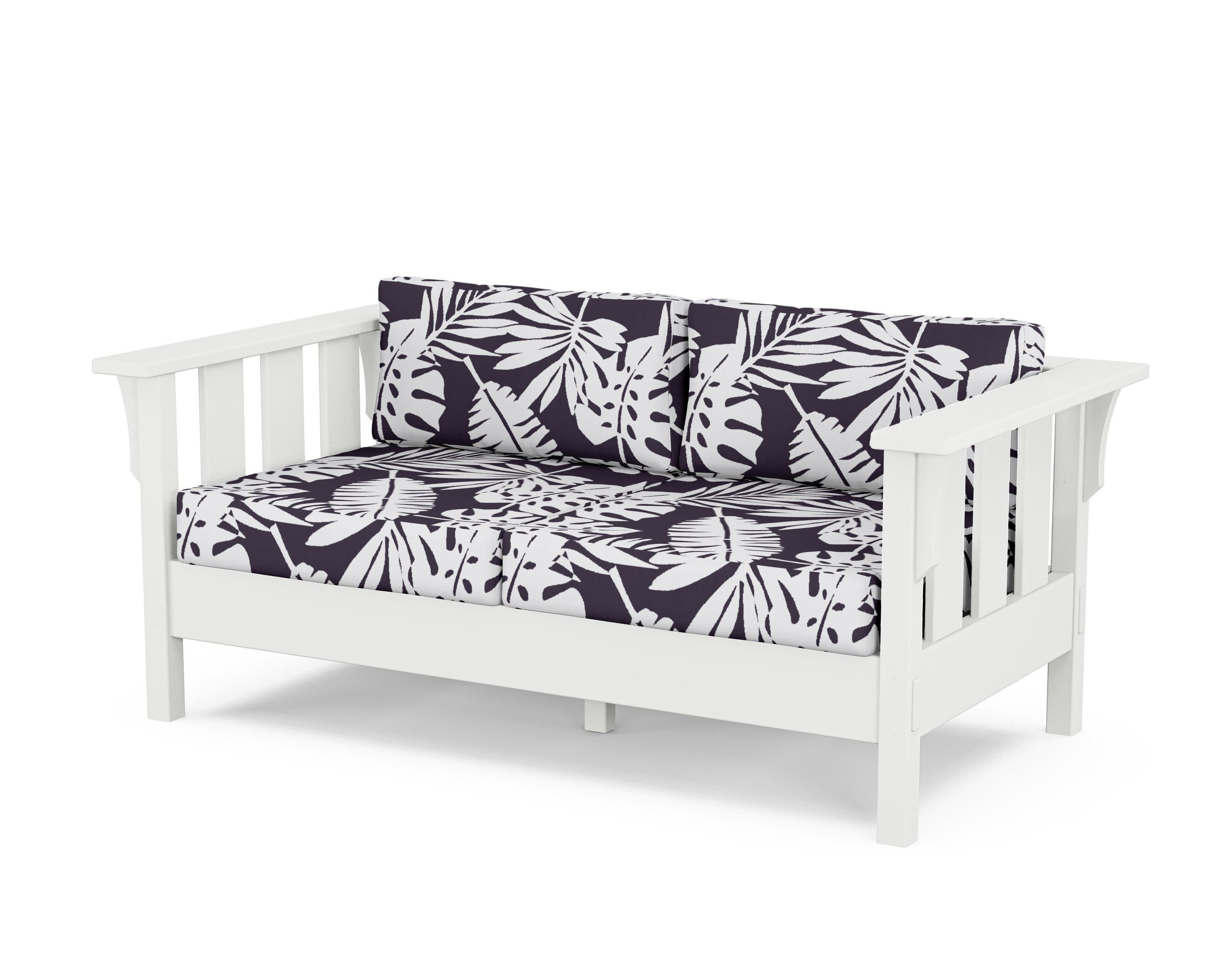 Acadia Deep Seating Loveseat in White / Leaf Navy