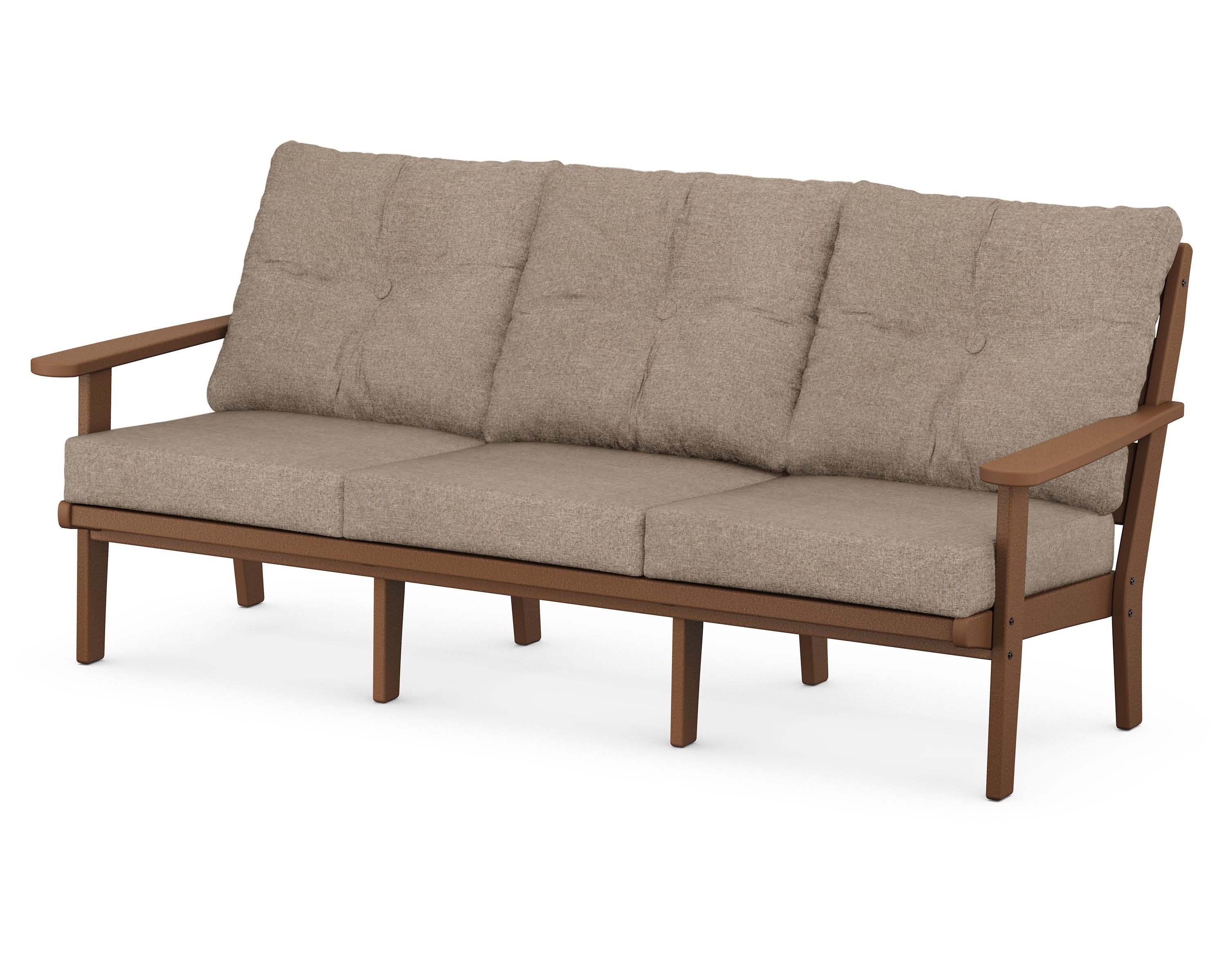 Lakeside Deep Seating Sofa in Teak / Spiced Burlap
