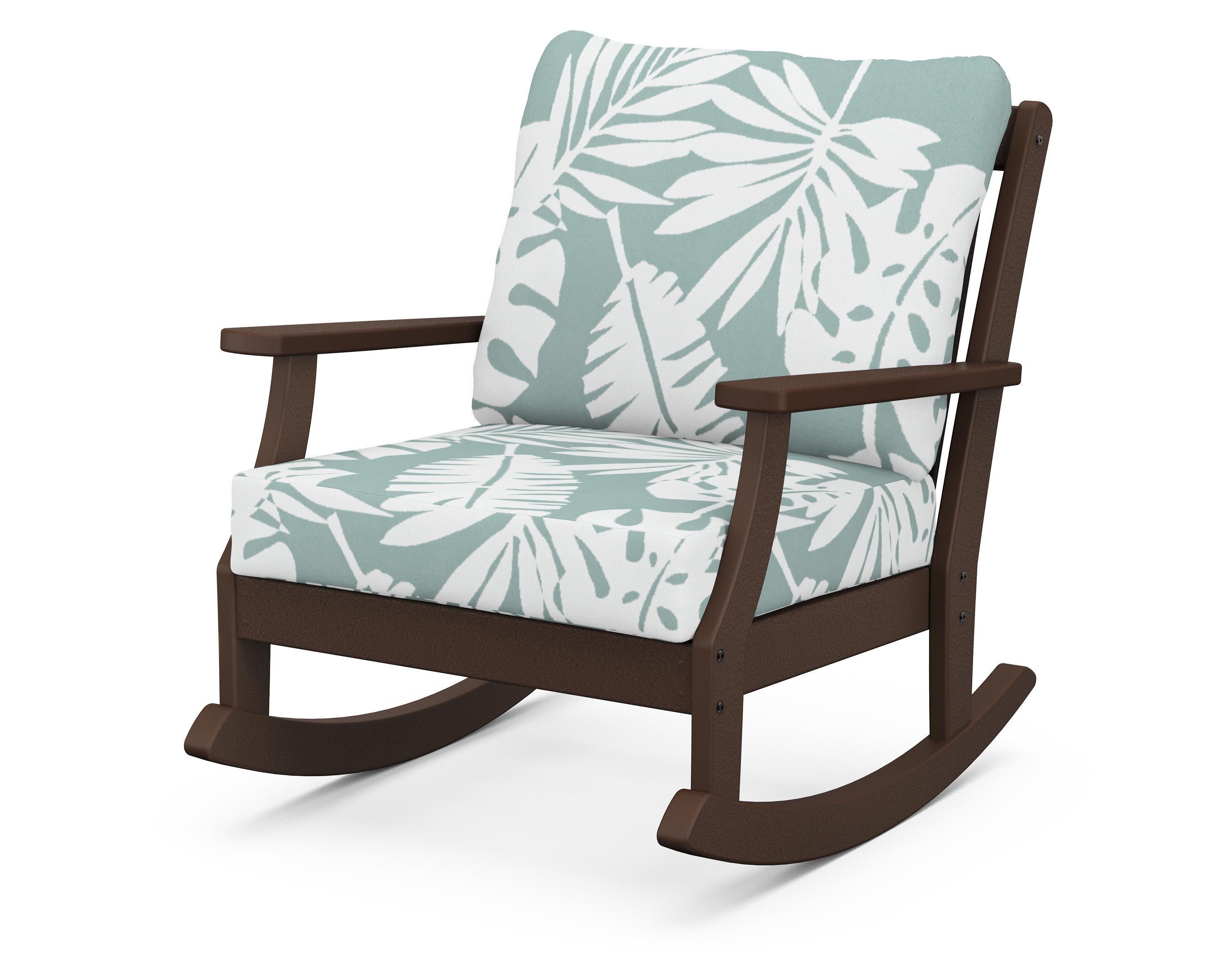 Braxton Deep Seating Rocking Chair in Mahogany / Leaf Glacier Spa