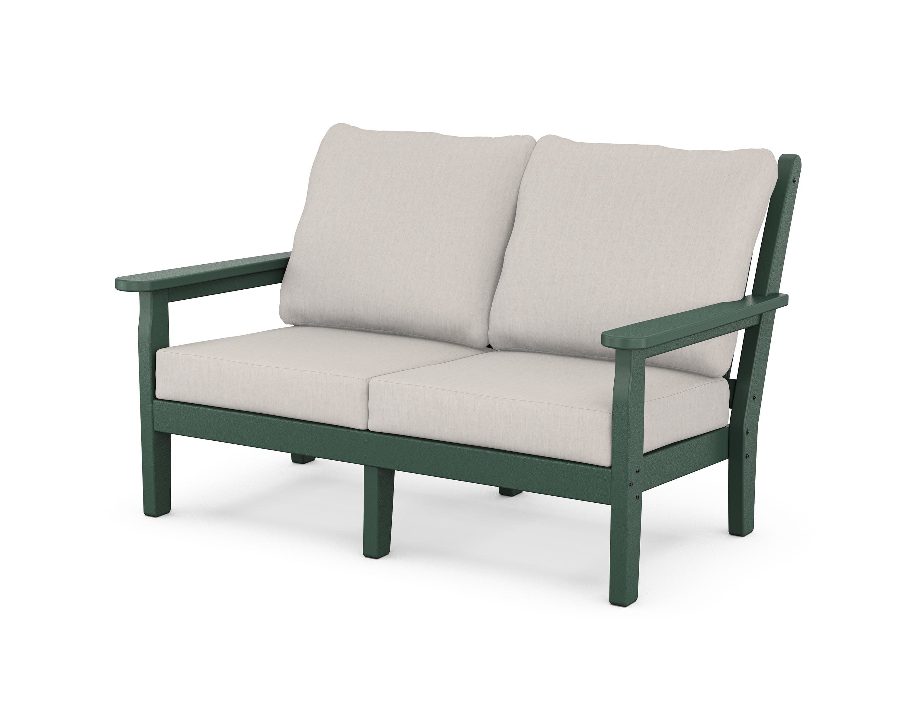Chippendale Deep Seating Loveseat in Green / Cast Ash