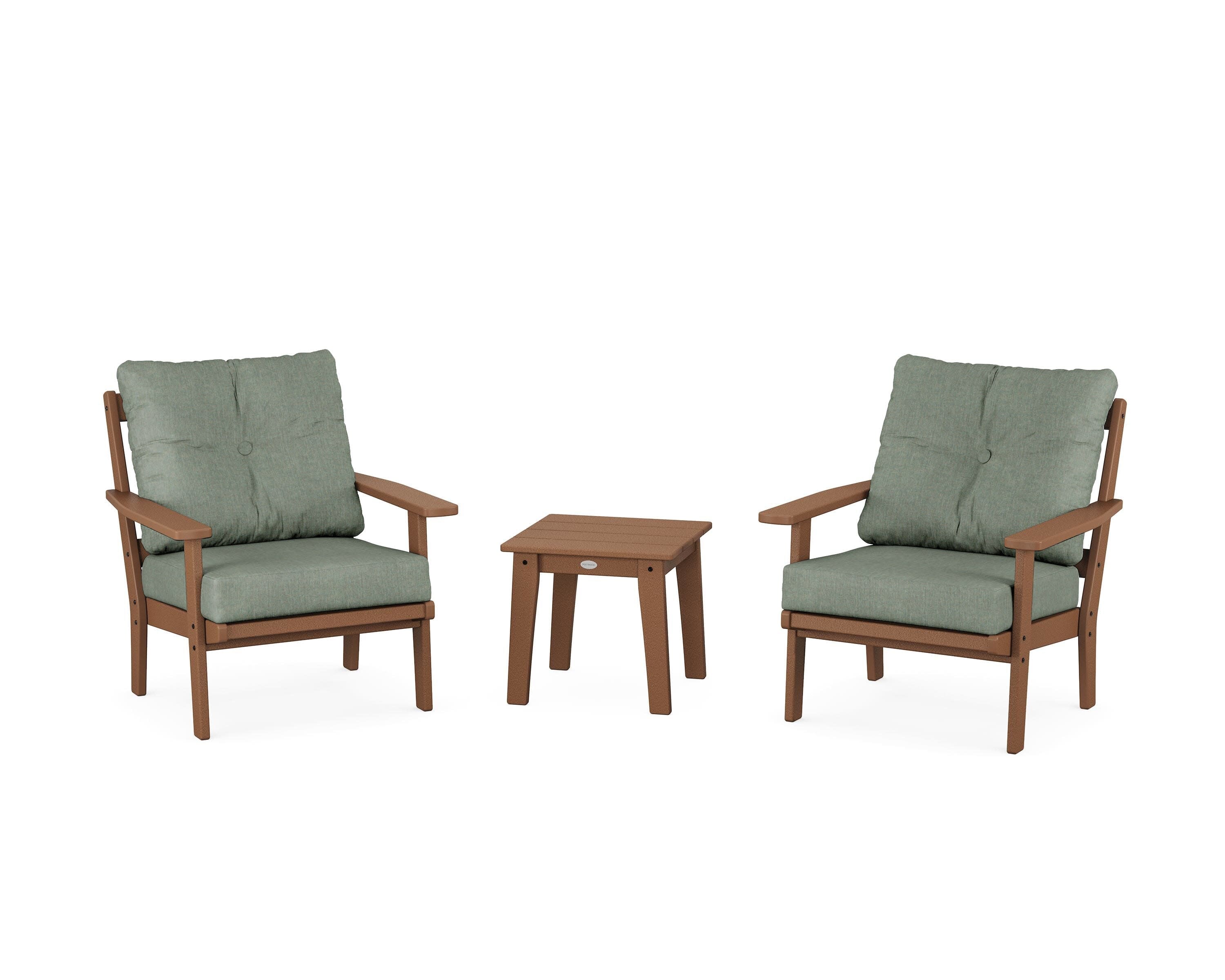 Prairie 3-Piece Deep Seating Set in Teak / Cast Sage