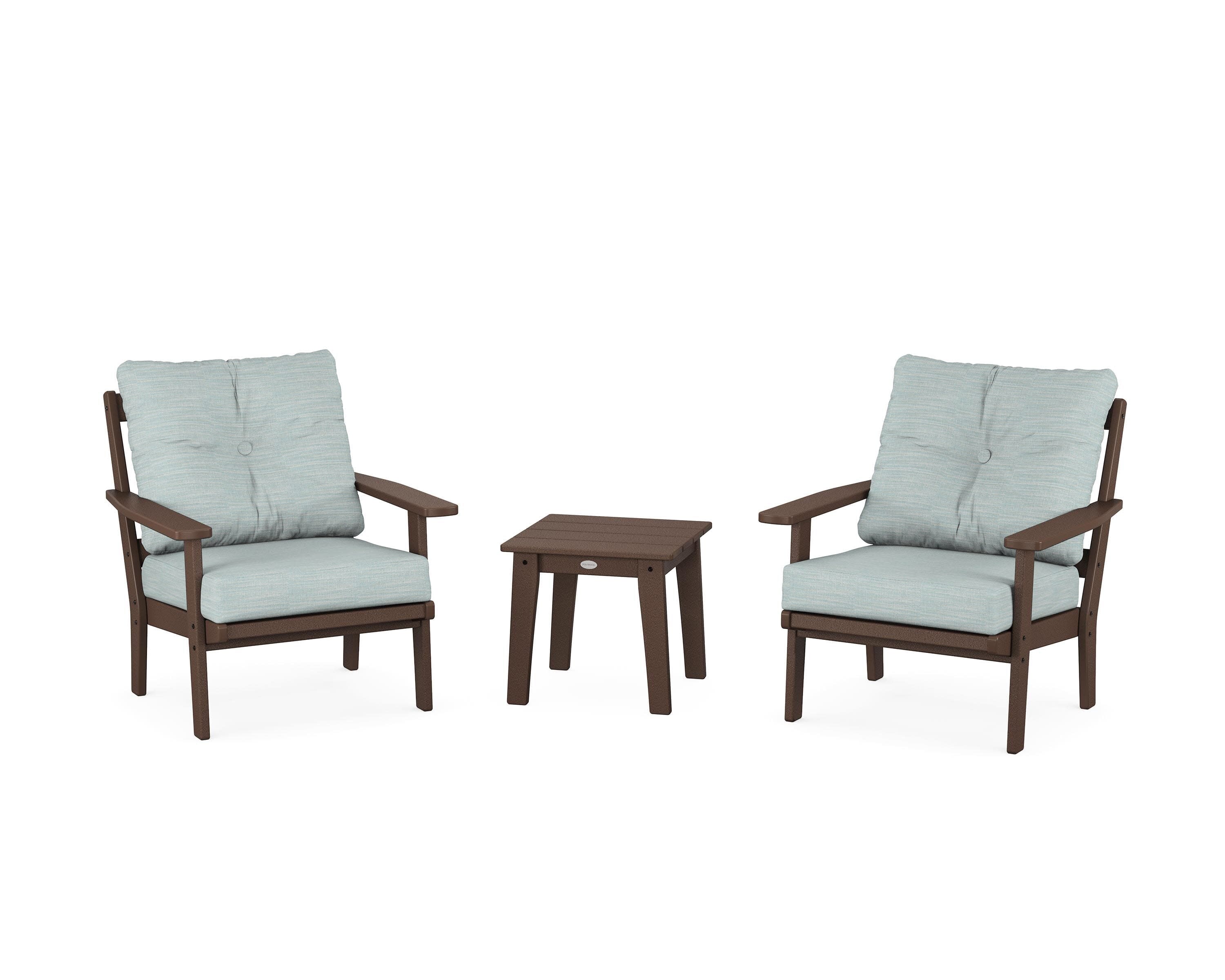 Prairie 3-Piece Deep Seating Set in Mahogany / Soothe Mist