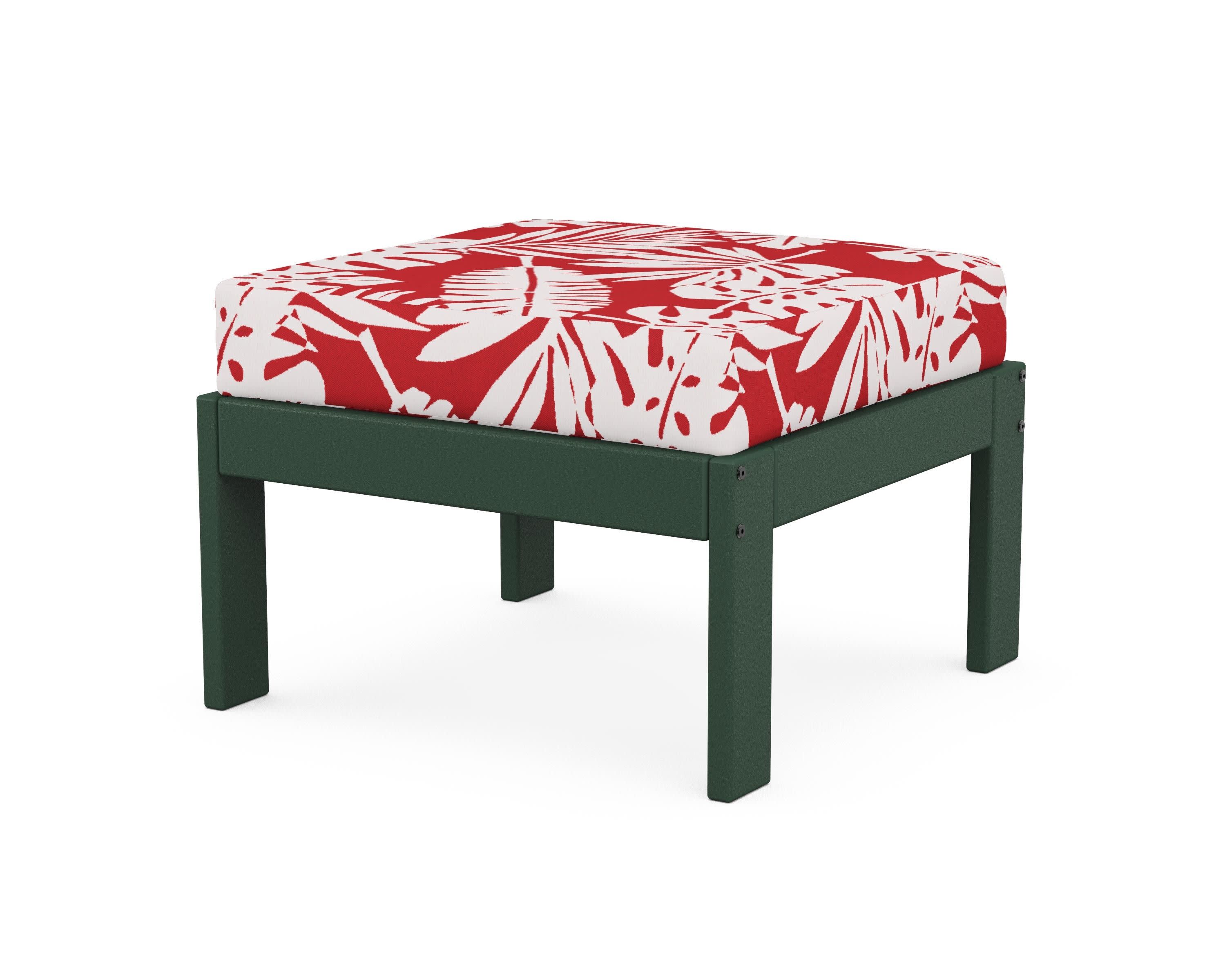 Vineyard Modular Ottoman in Green / Leaf Crimson