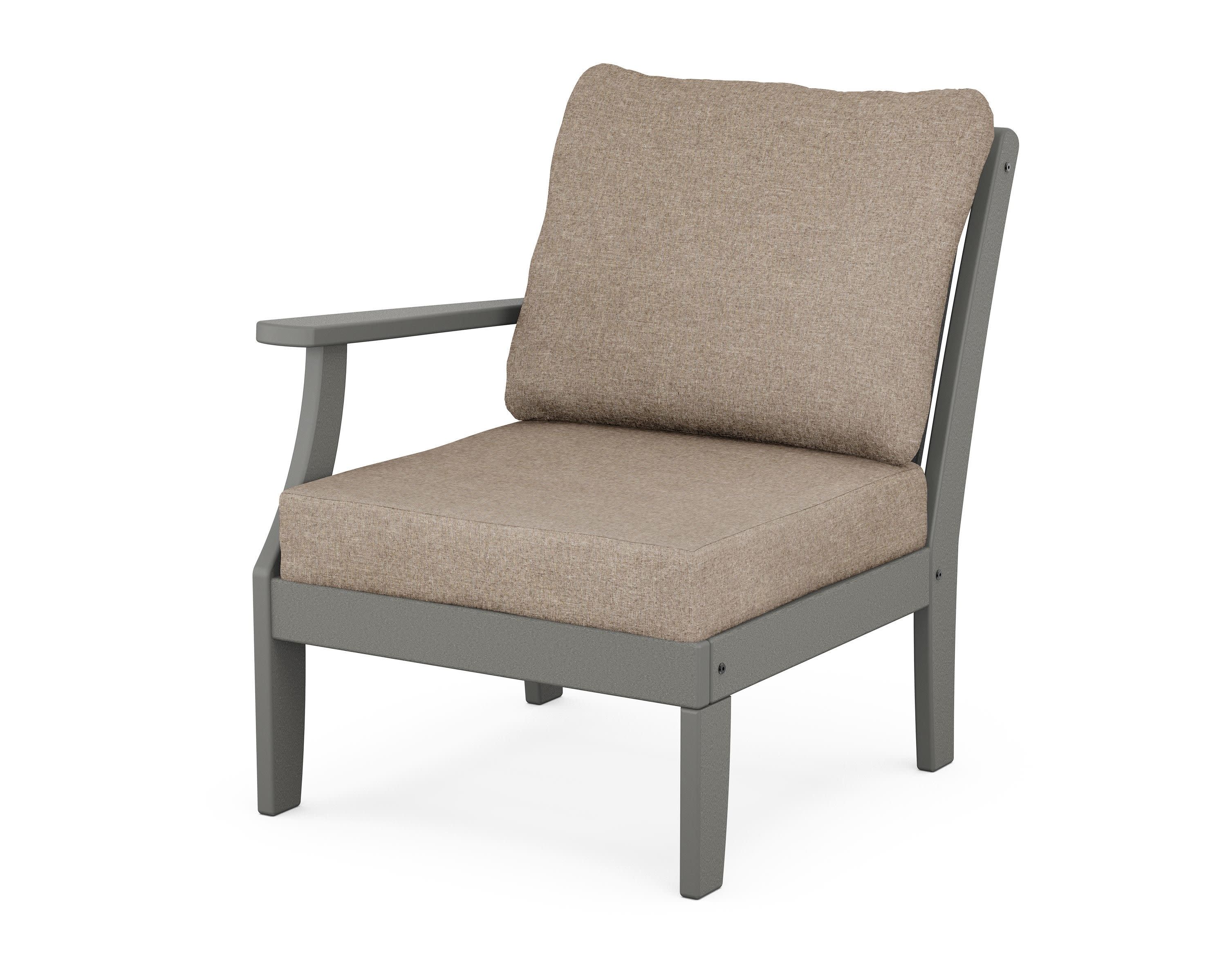 Braxton Modular Left Arm Chair in Slate Grey / Spiced Burlap