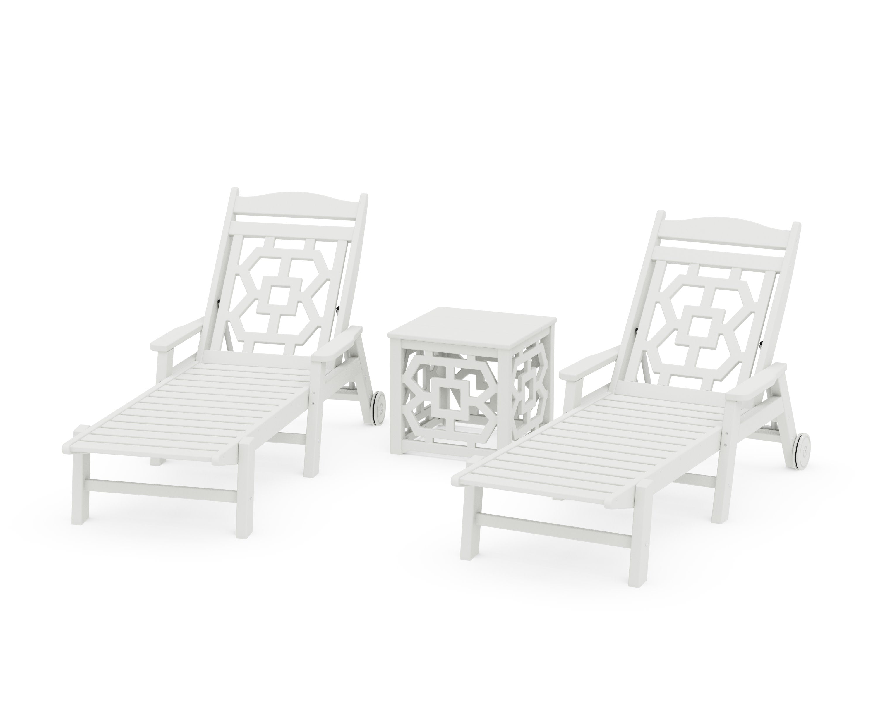Chinoiserie 3-Piece Chaise Set in Vintage White