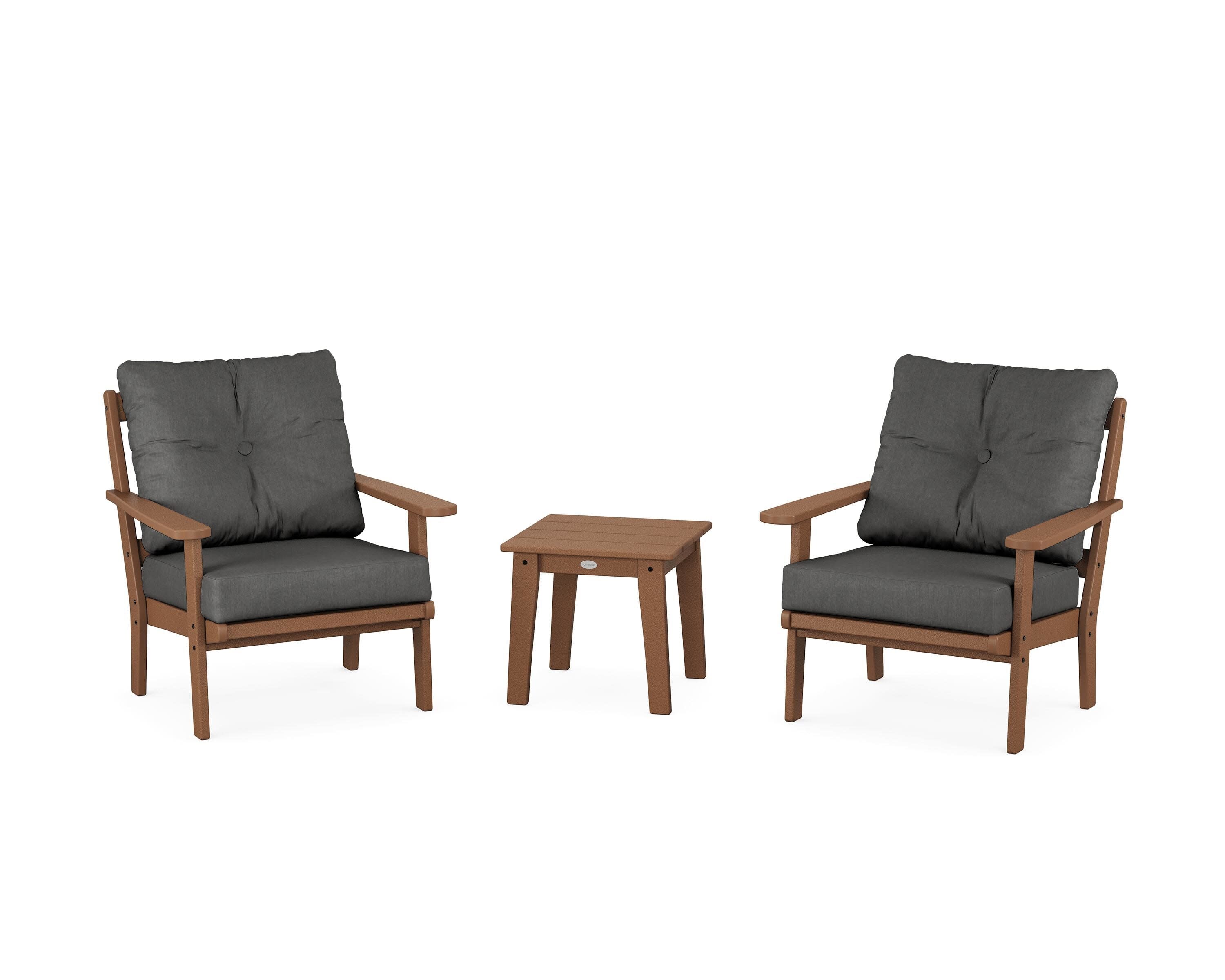 Mission 3-Piece Deep Seating Set in Teak / Spectrum Carbon