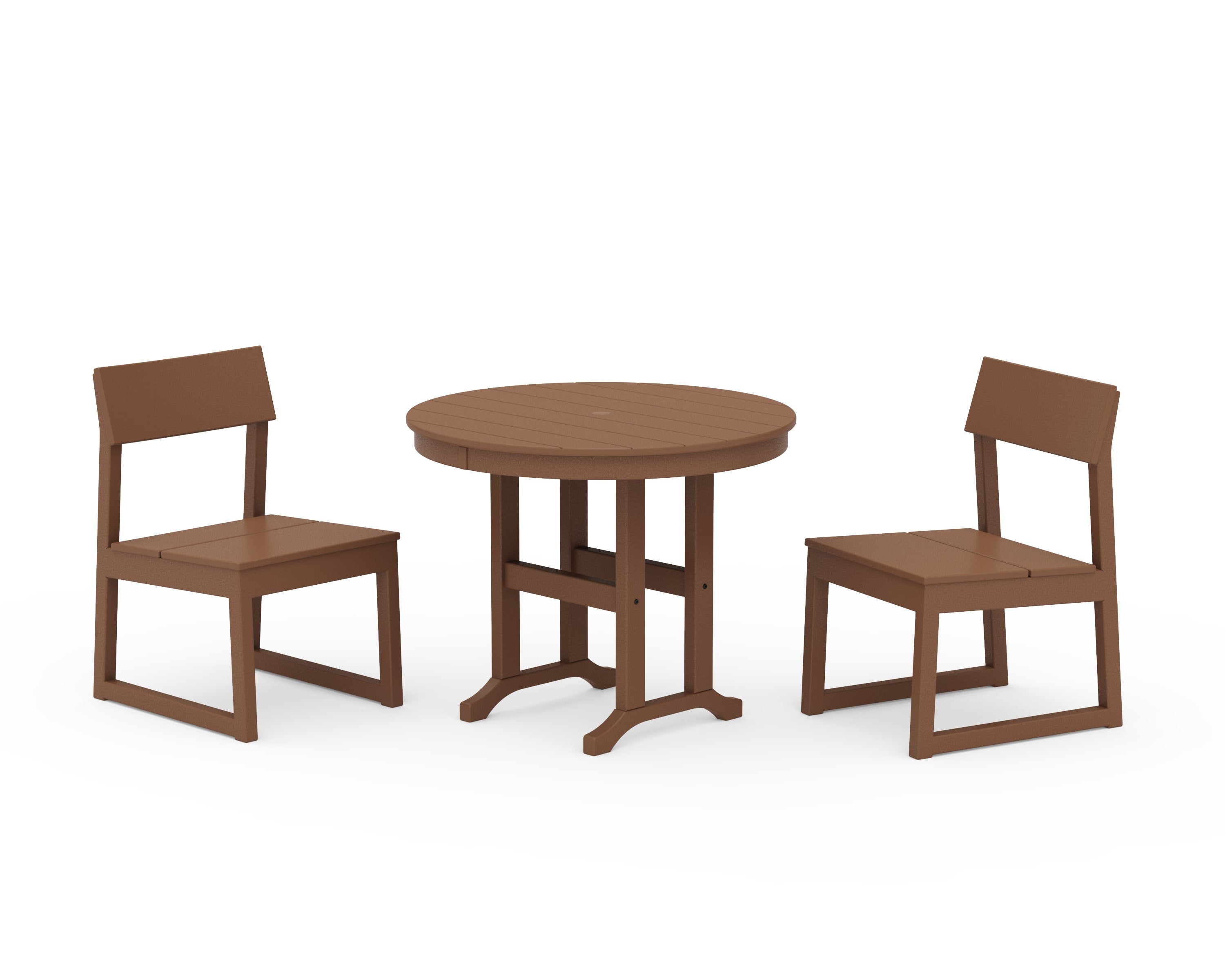 EDGE Side Chair 3-Piece Round Dining Set in Teak
