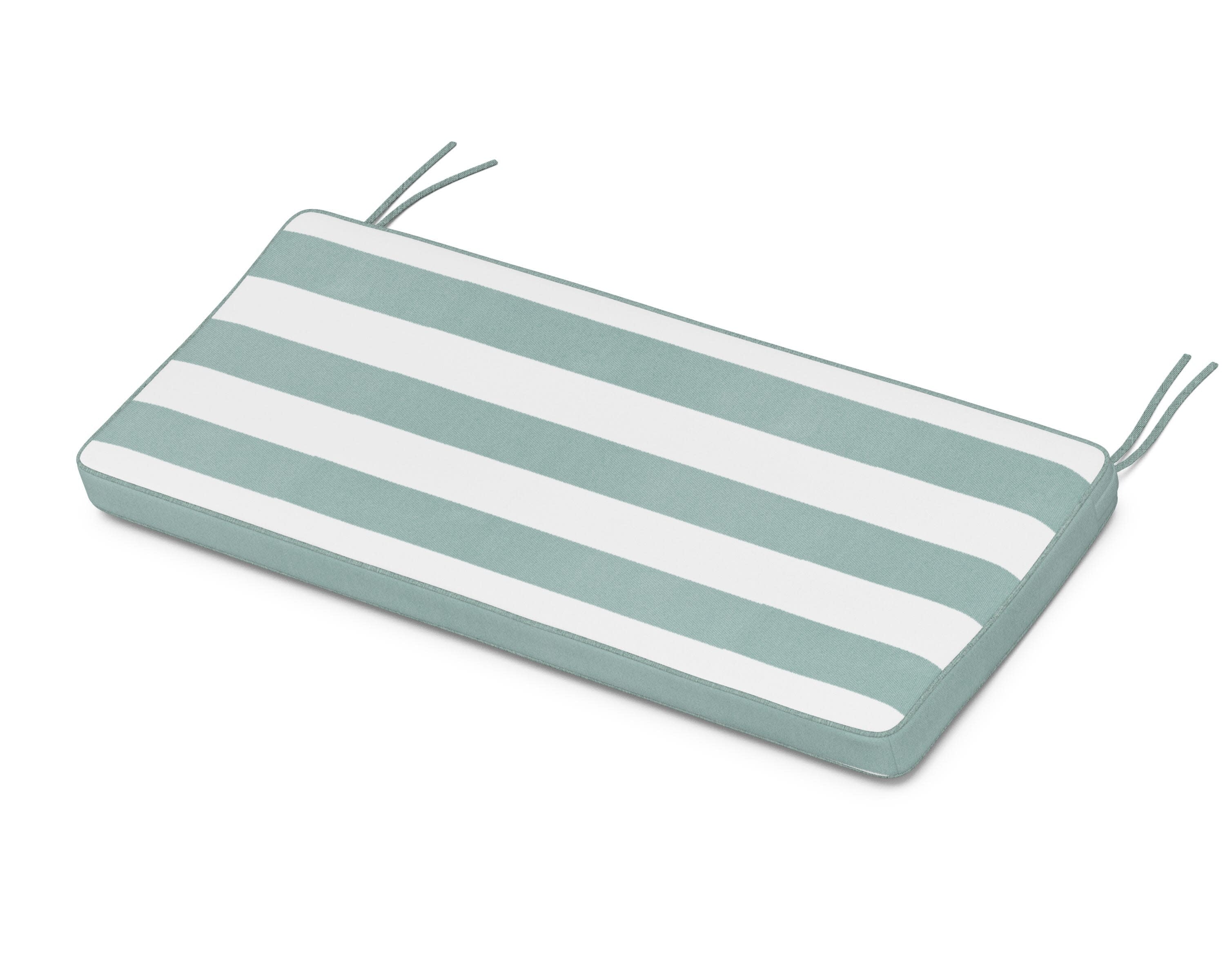 Chinoiserie Bench Seat Cushion in Cabana Stripe Glacier Spa