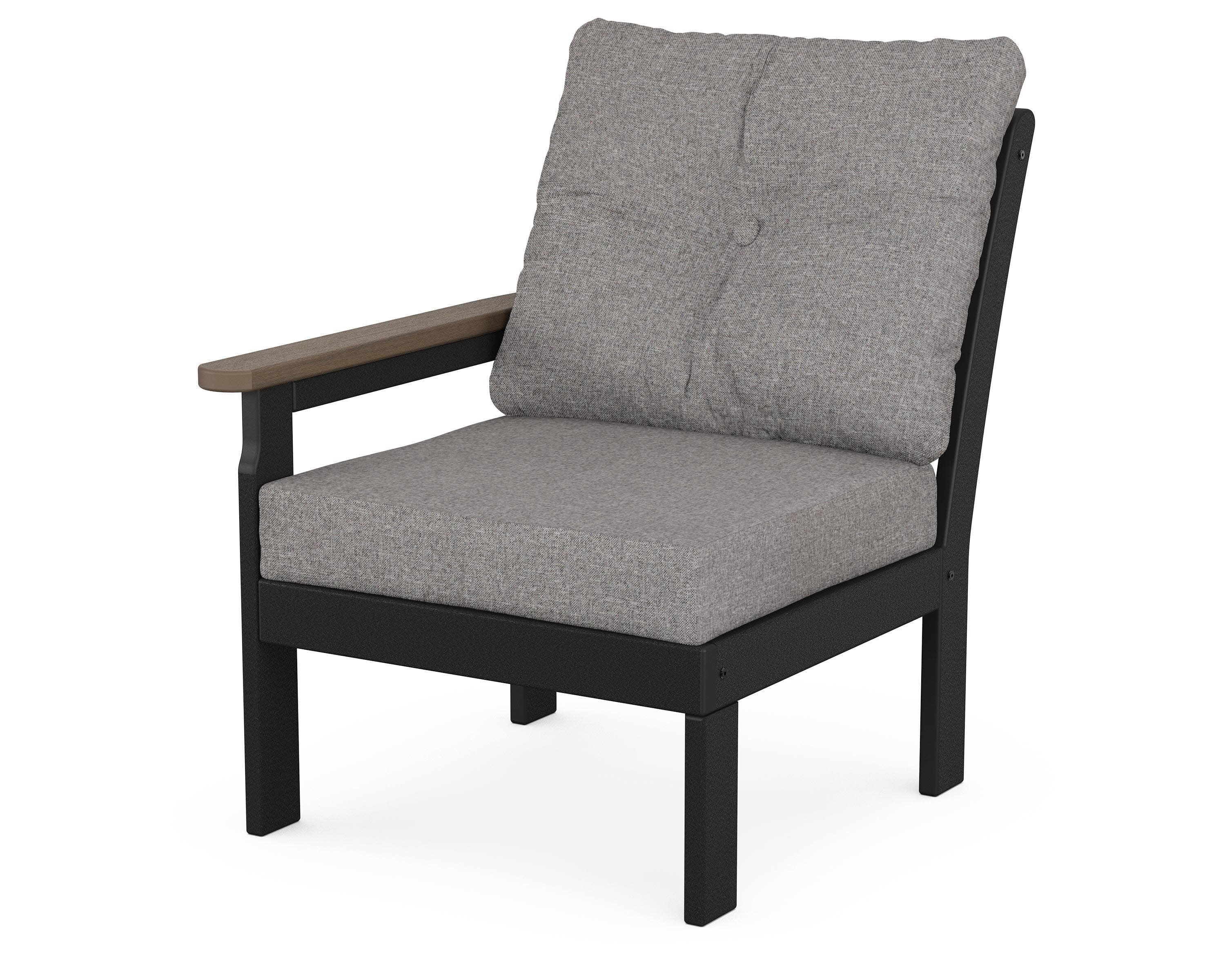 Vineyard Modular Left Arm Chair in Black / Kona / Grey Mist
