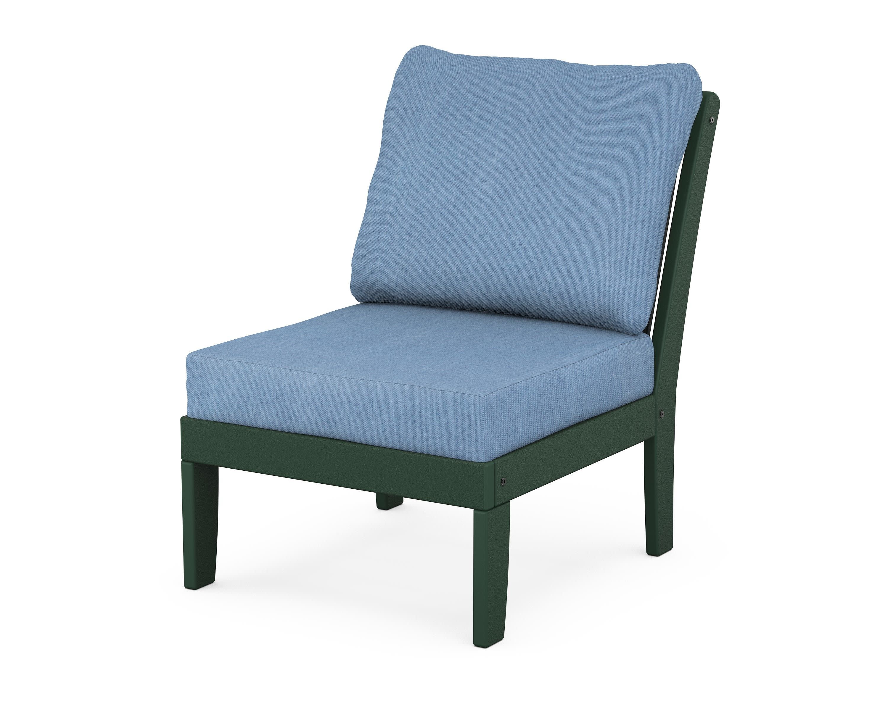 Braxton Modular Armless Chair in Green / Sky Blue
