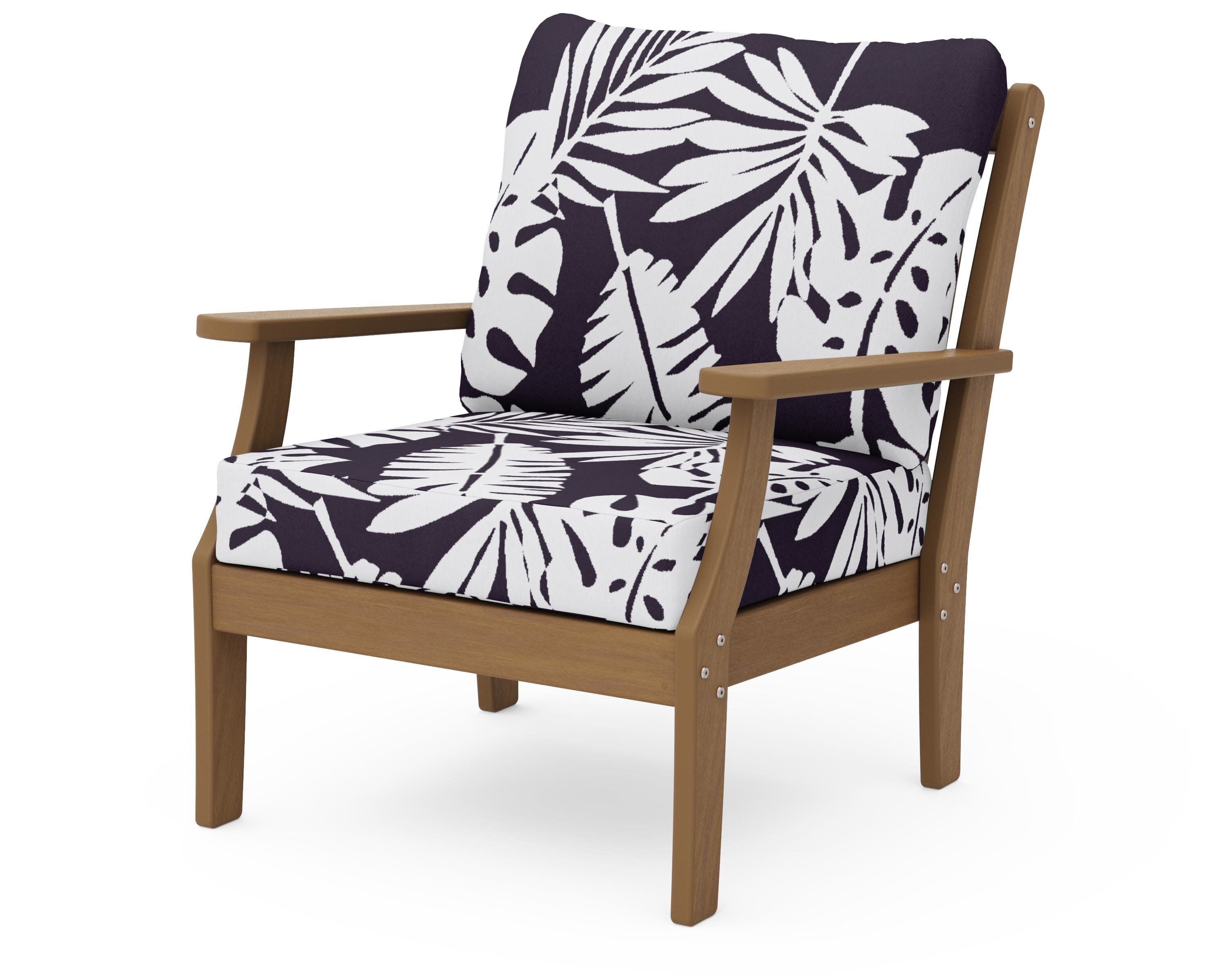 Braxton Deep Seating Chair in Natural / Leaf Navy