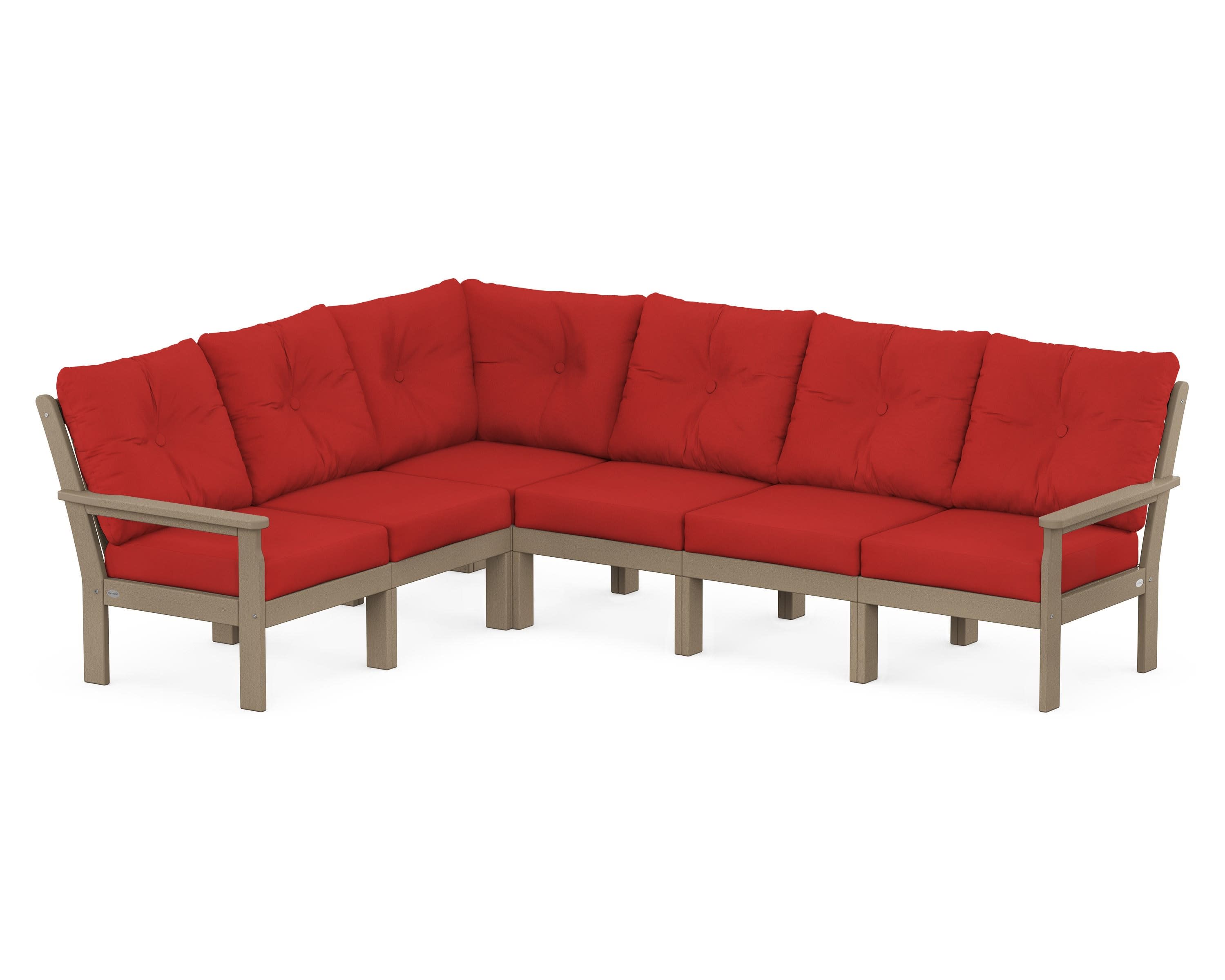 Vineyard 6-Piece Sectional in Vintage Sahara / Crimson Linen