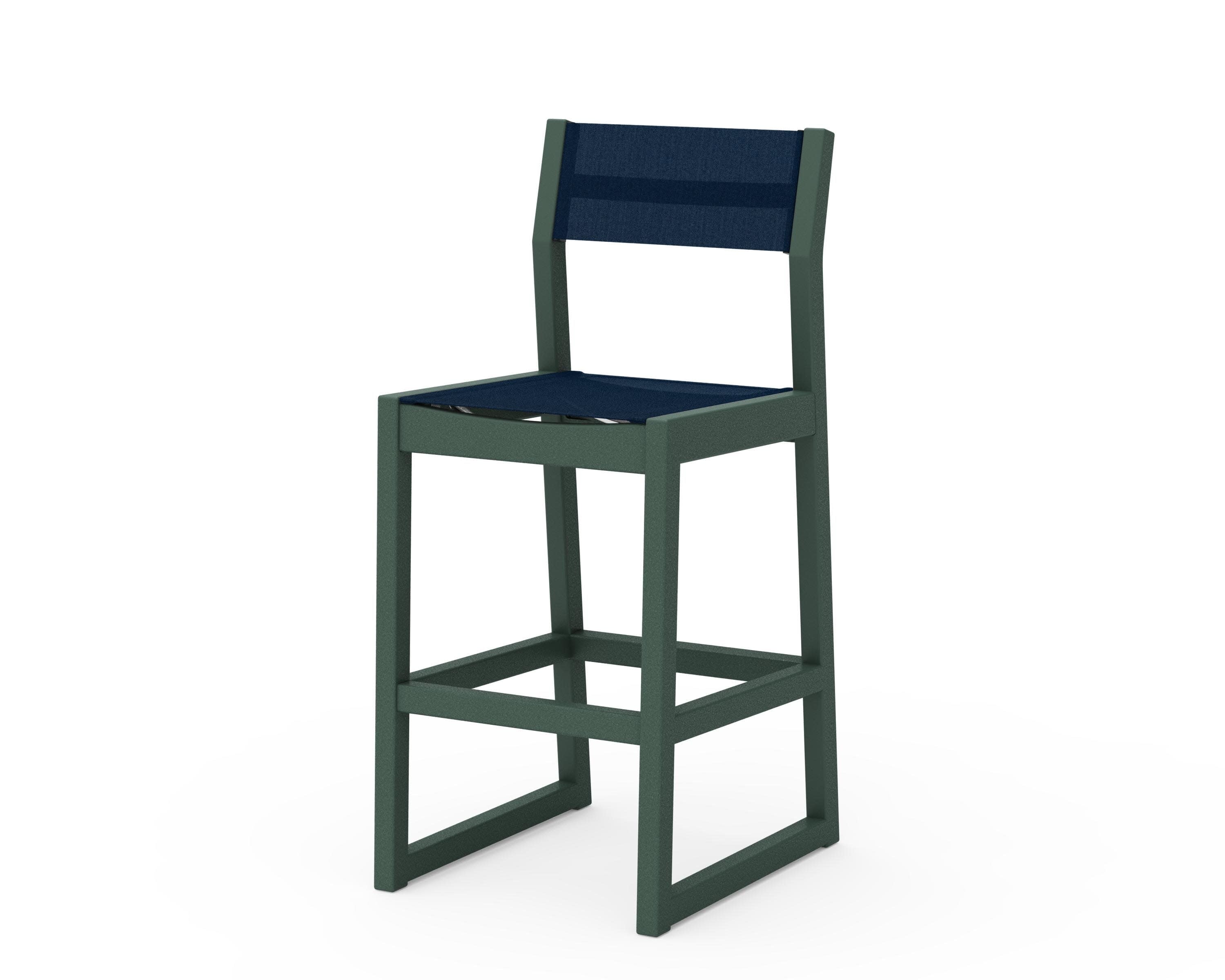 EDGE Sling Bar Side Chair in Green / Navy Blue Sling