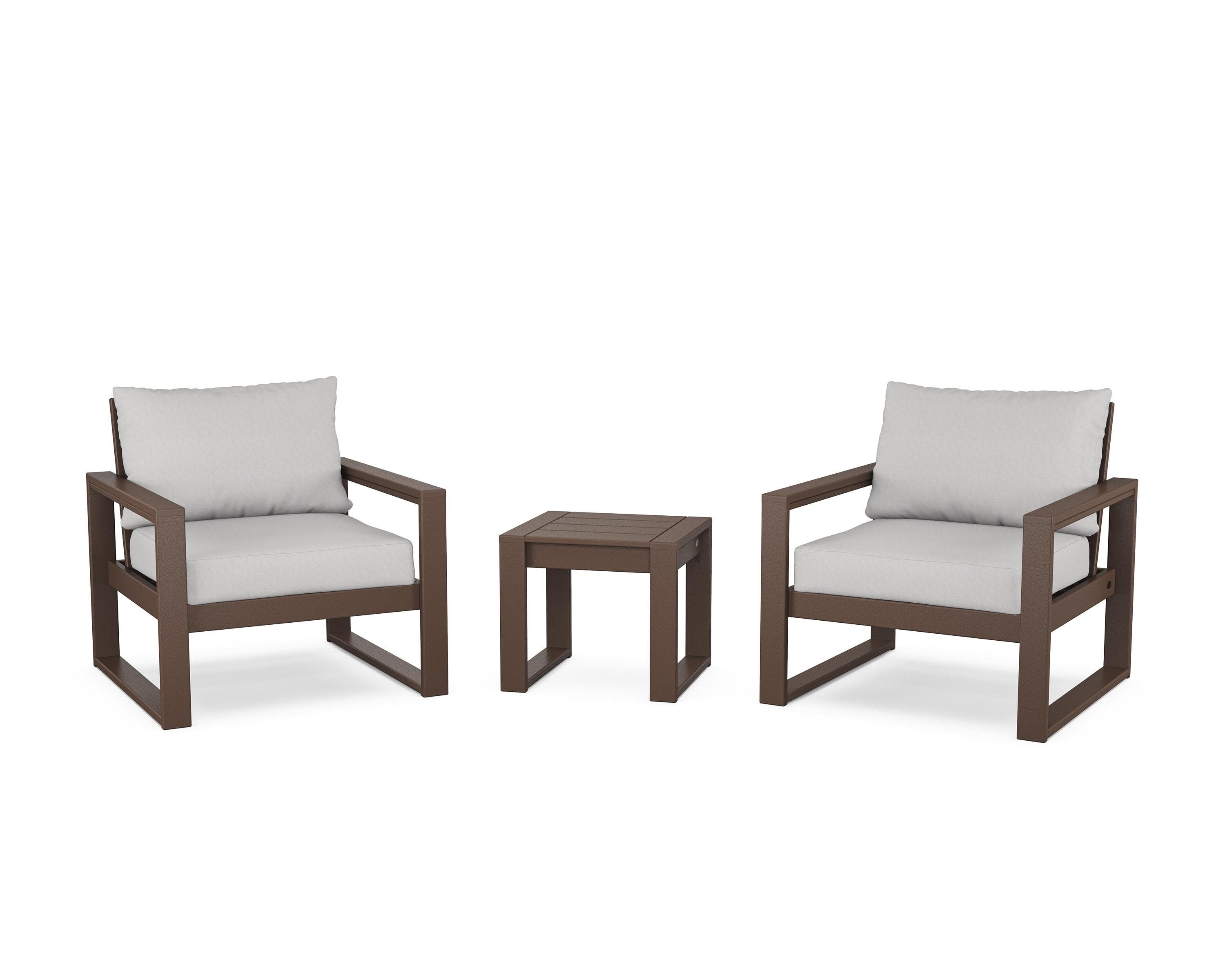 EDGE Sectional 3-Piece Deep Seating Set in Mahogany / Diamond in the Rough