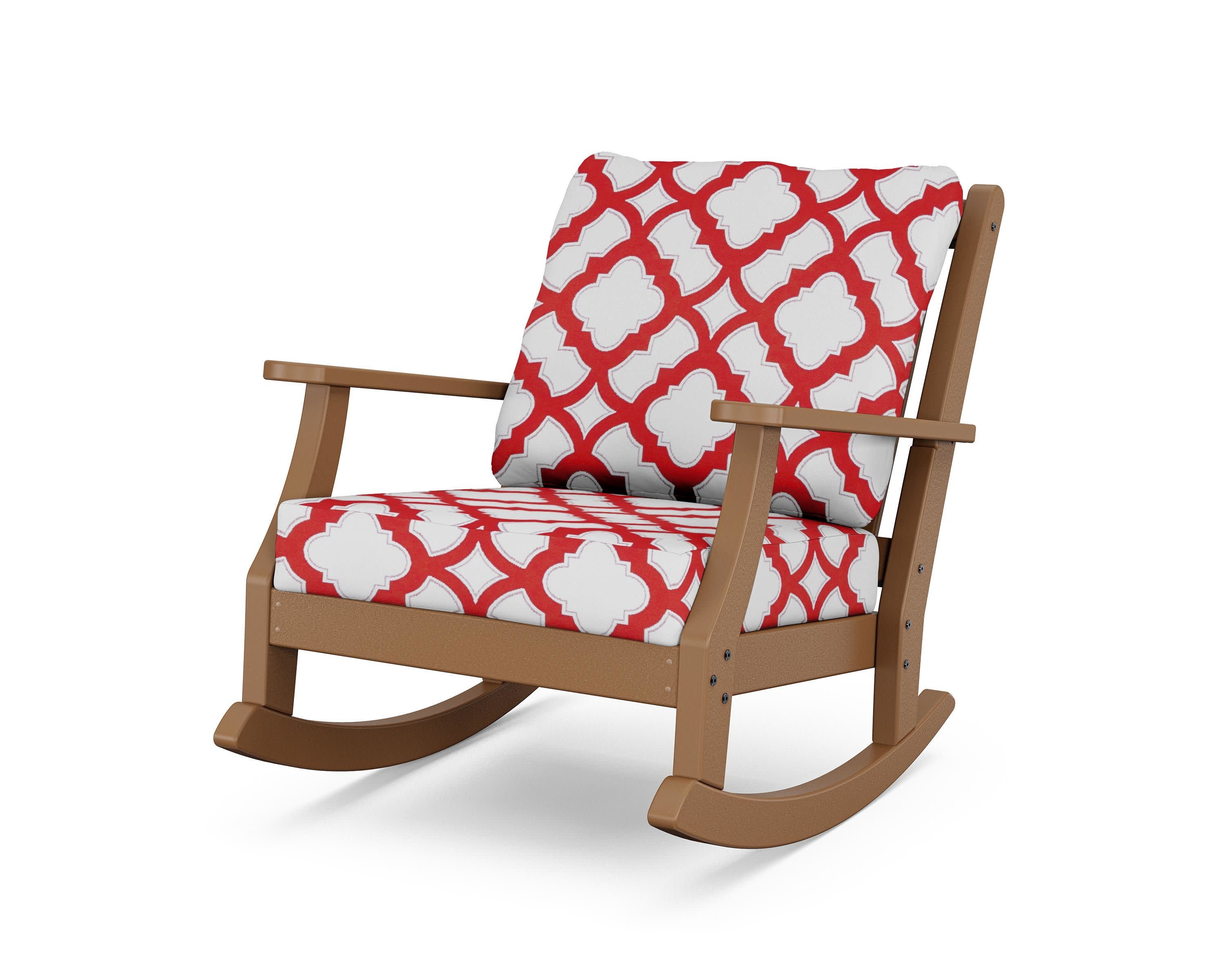Wovendale Deep Seating Rocking Chair in Teak / Trellis Crimson