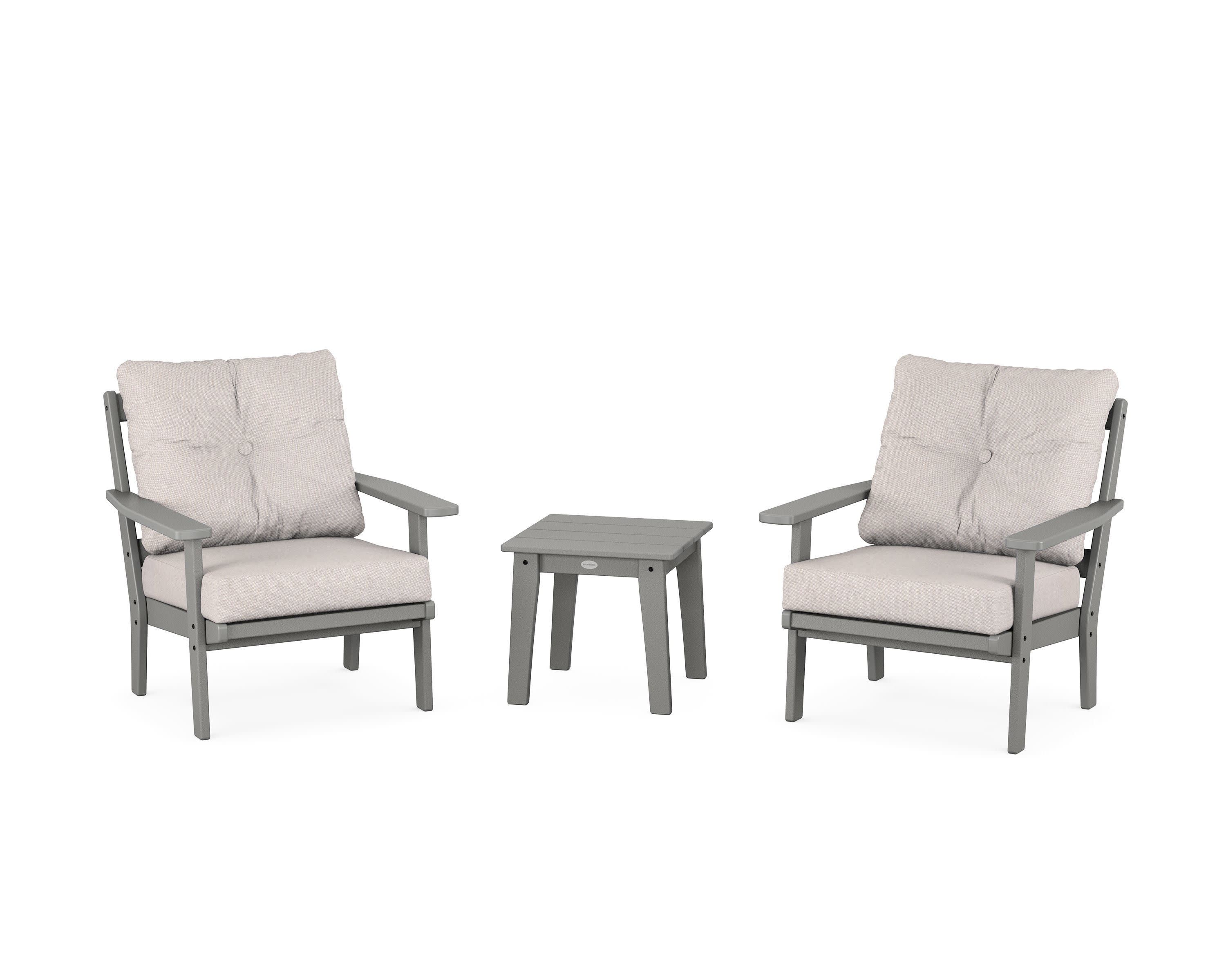 Oxford 3-Piece Deep Seating Set in Slate Grey / Dune Burlap