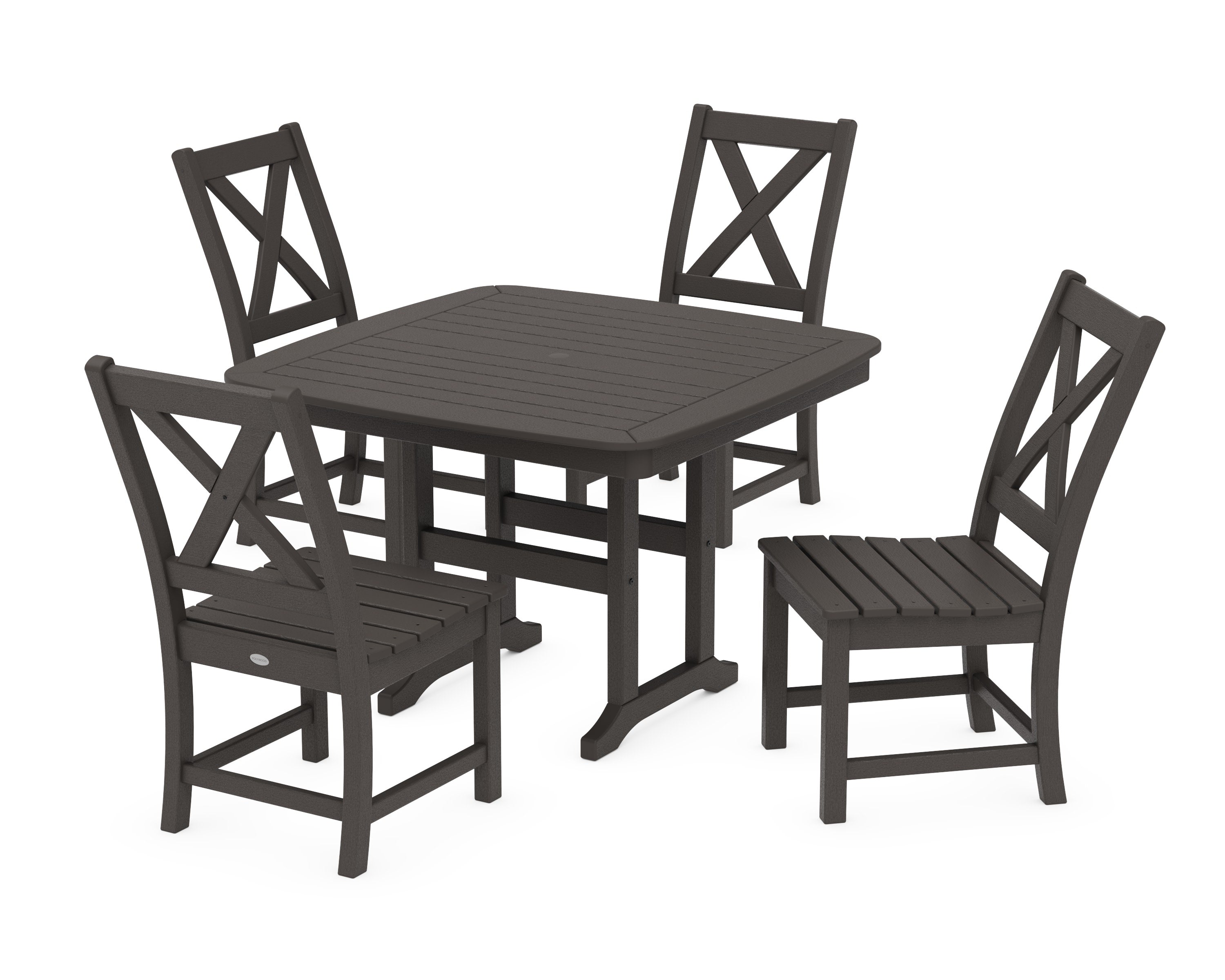 Braxton Side Chair 5-Piece Dining Set with Trestle Legs in Vintage Coffee