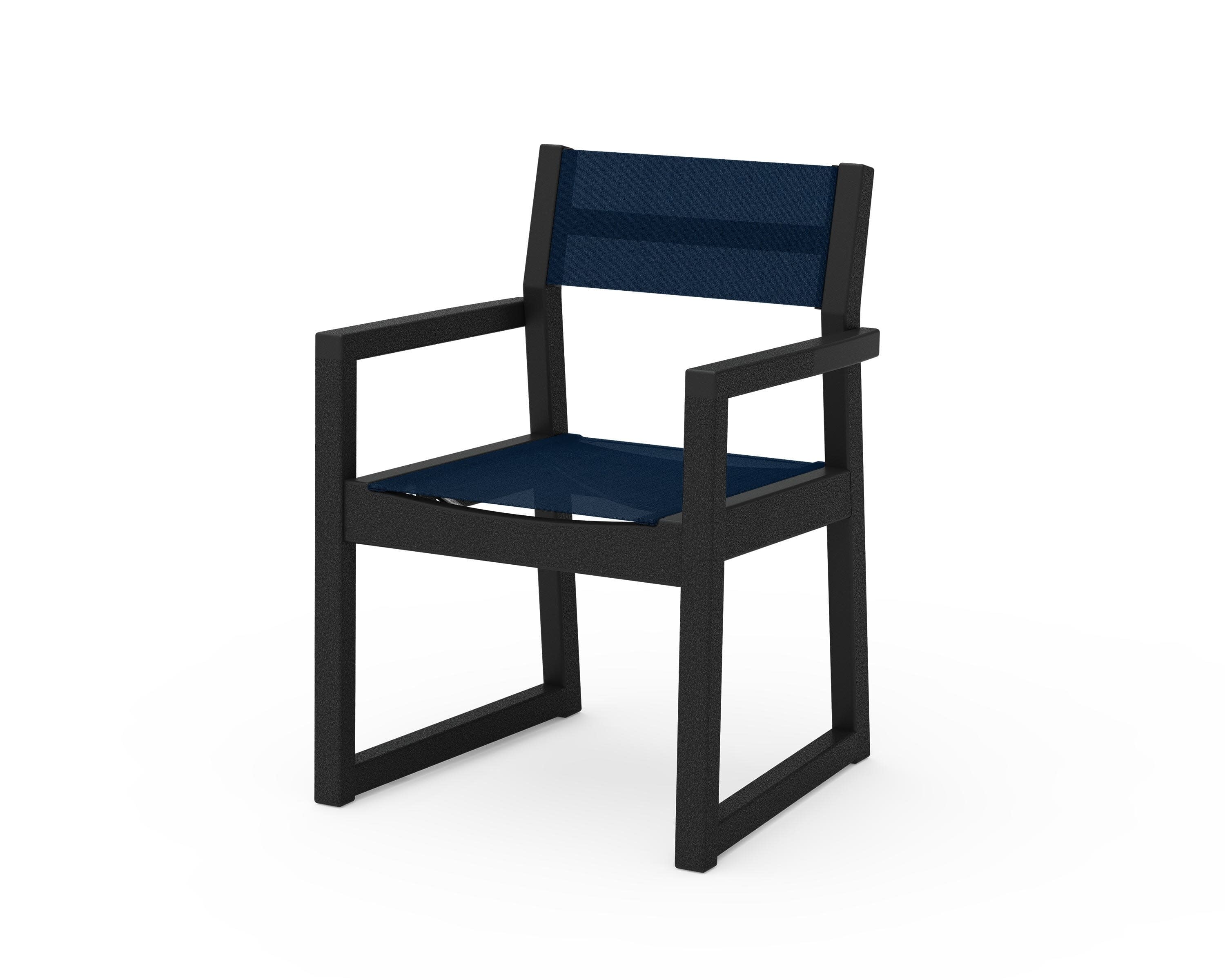 EDGE Sling Dining Arm Chair in Black / Navy Blue Sling