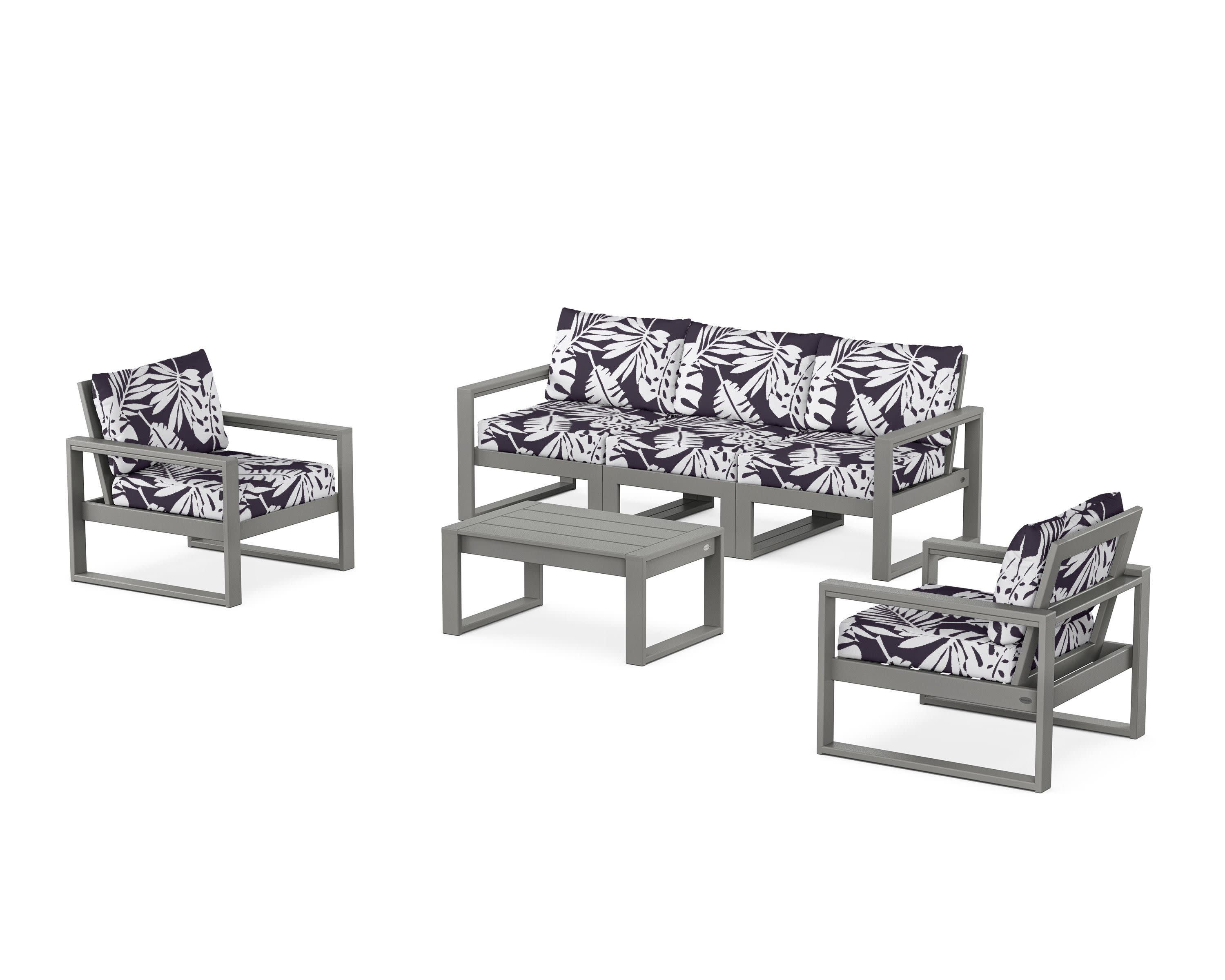 EDGE Sectional 4-Piece Deep Seating Set with Sofa in Slate Grey / Leaf Navy