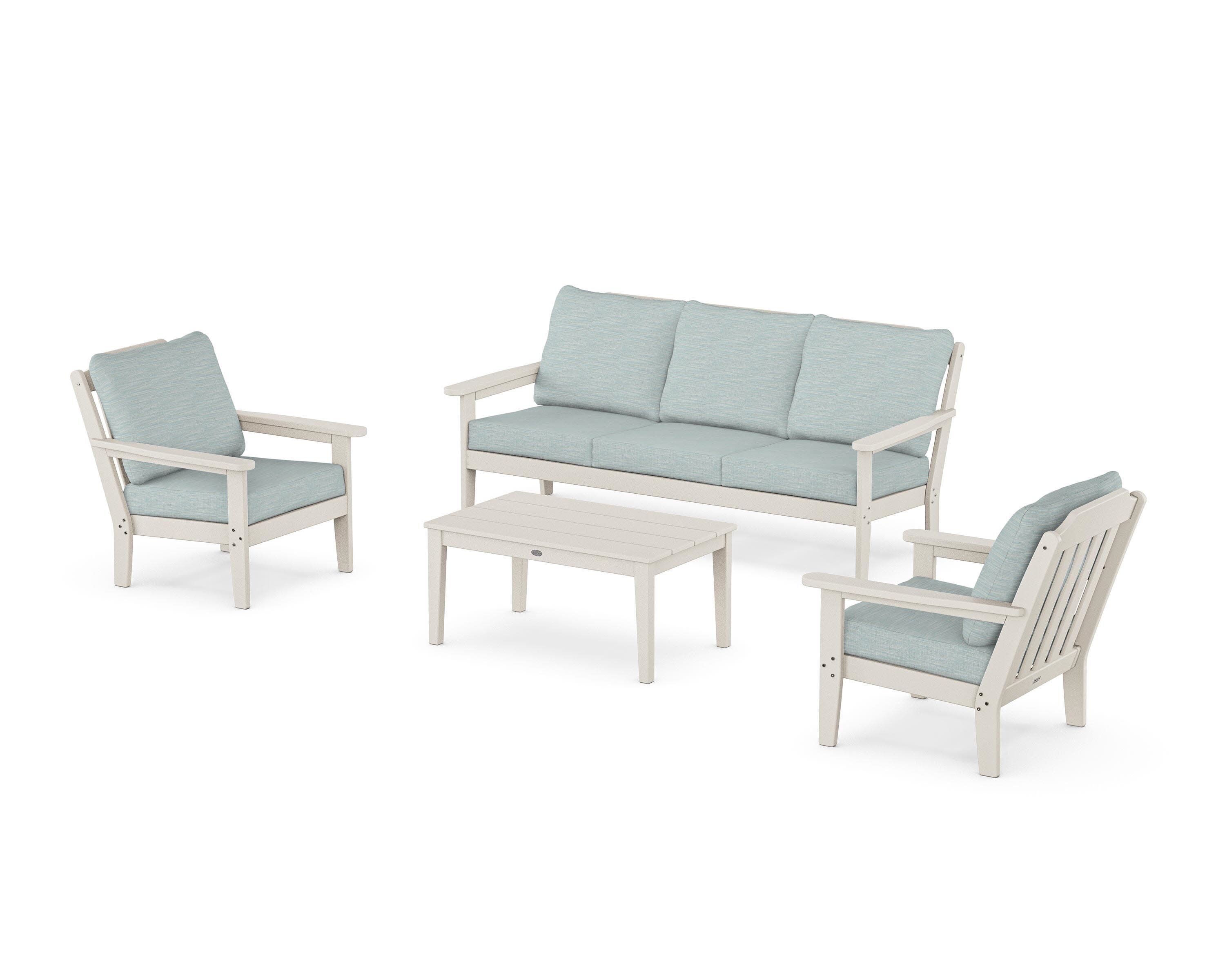 Cottage 4-Piece Deep Seating Set with Sofa in Sand / Soothe Mist