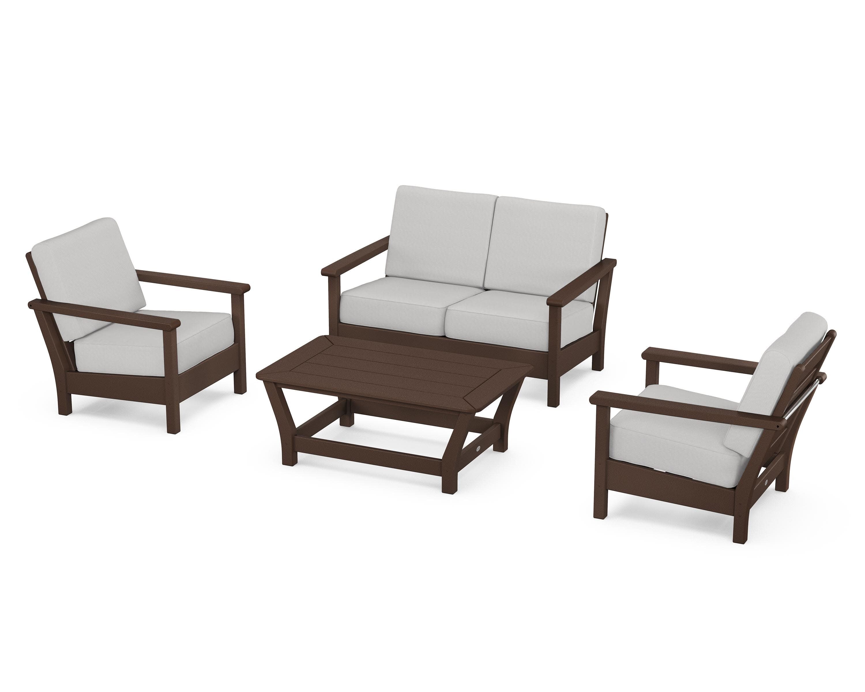 Harbour 4-Piece Deep Seating Set in Mahogany / Diamond in the Rough