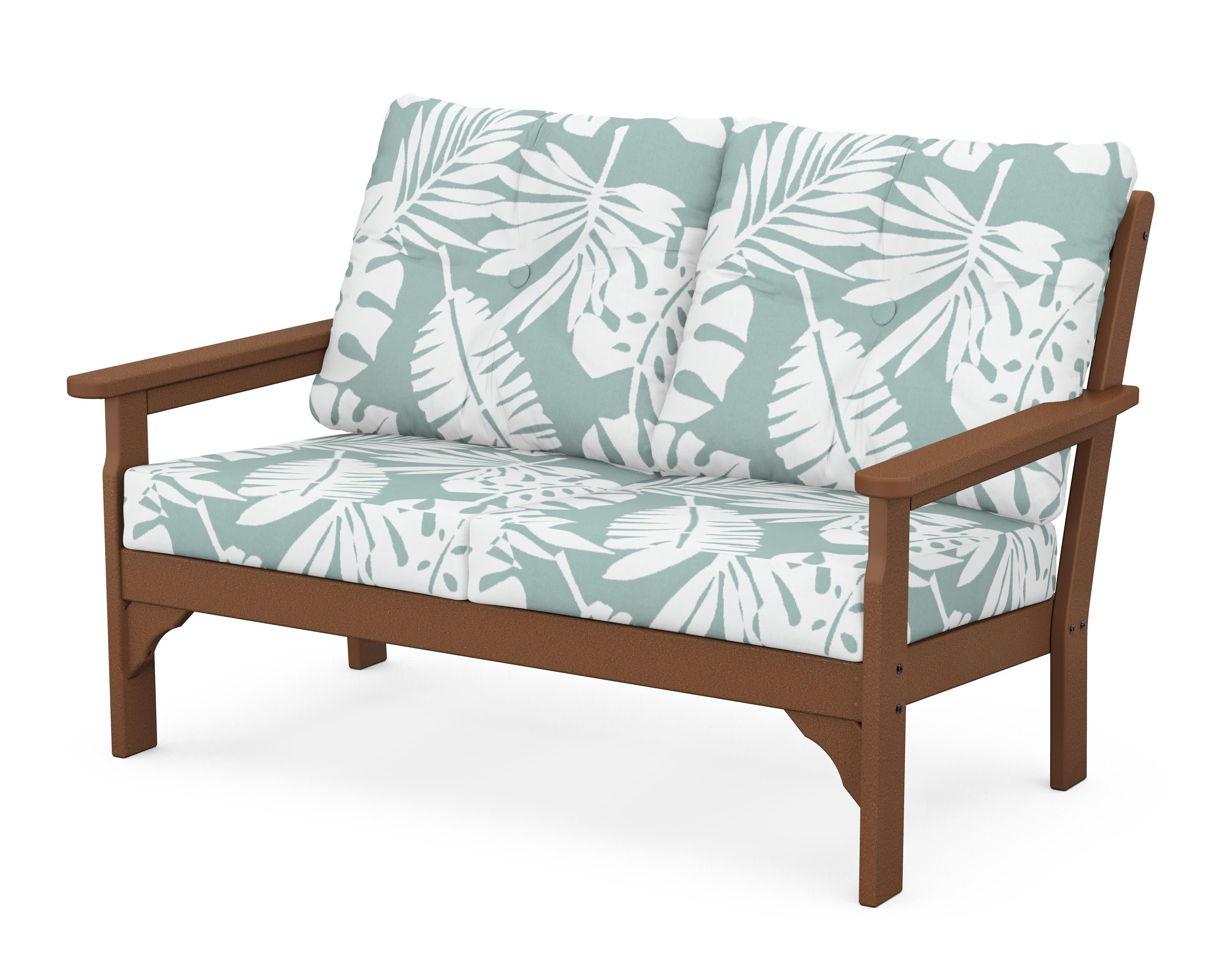 Vineyard Deep Seating Loveseat in Teak / Leaf Glacier Spa