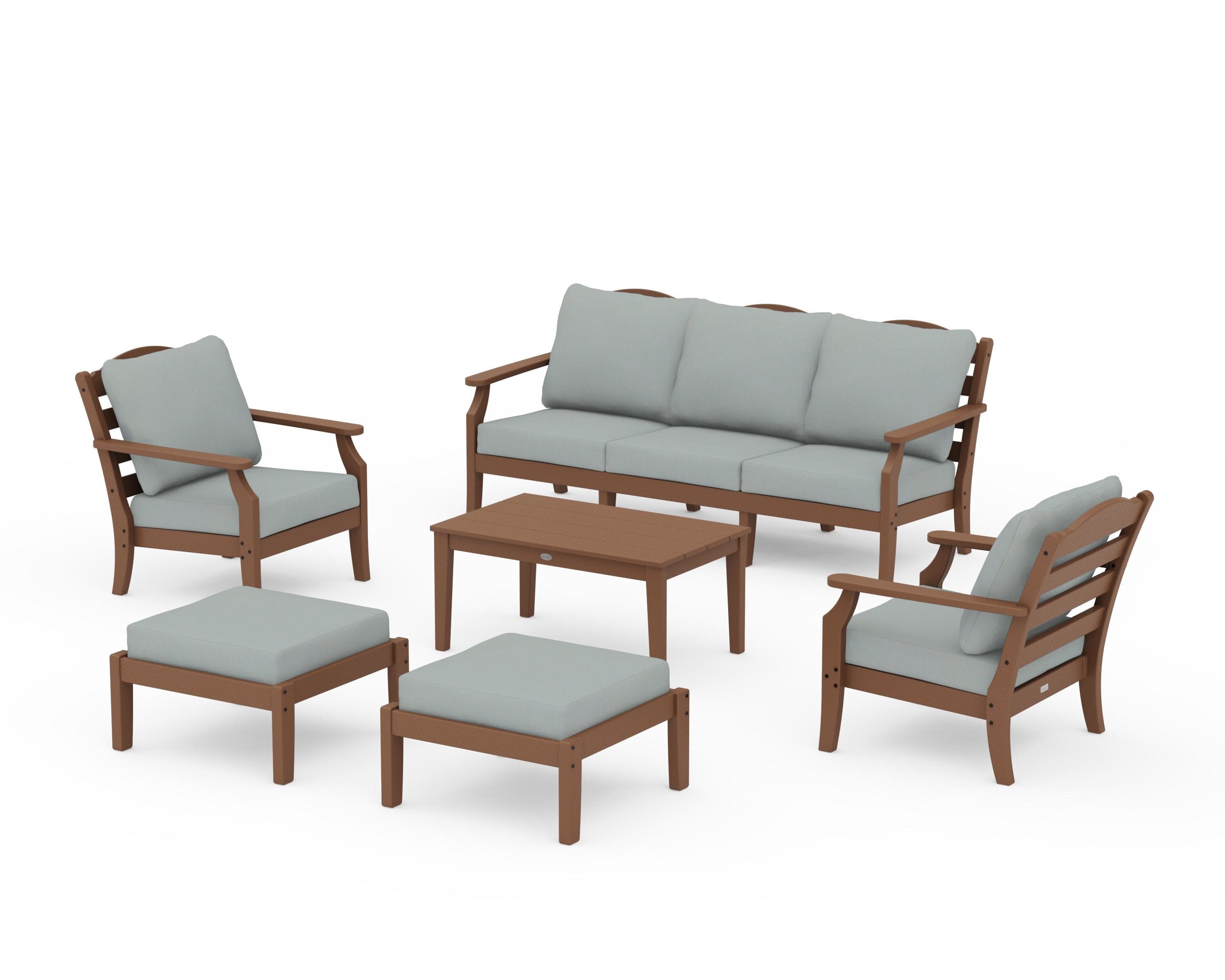 Savannah 6-Piece Lounge Sofa Set in Teak / Spa