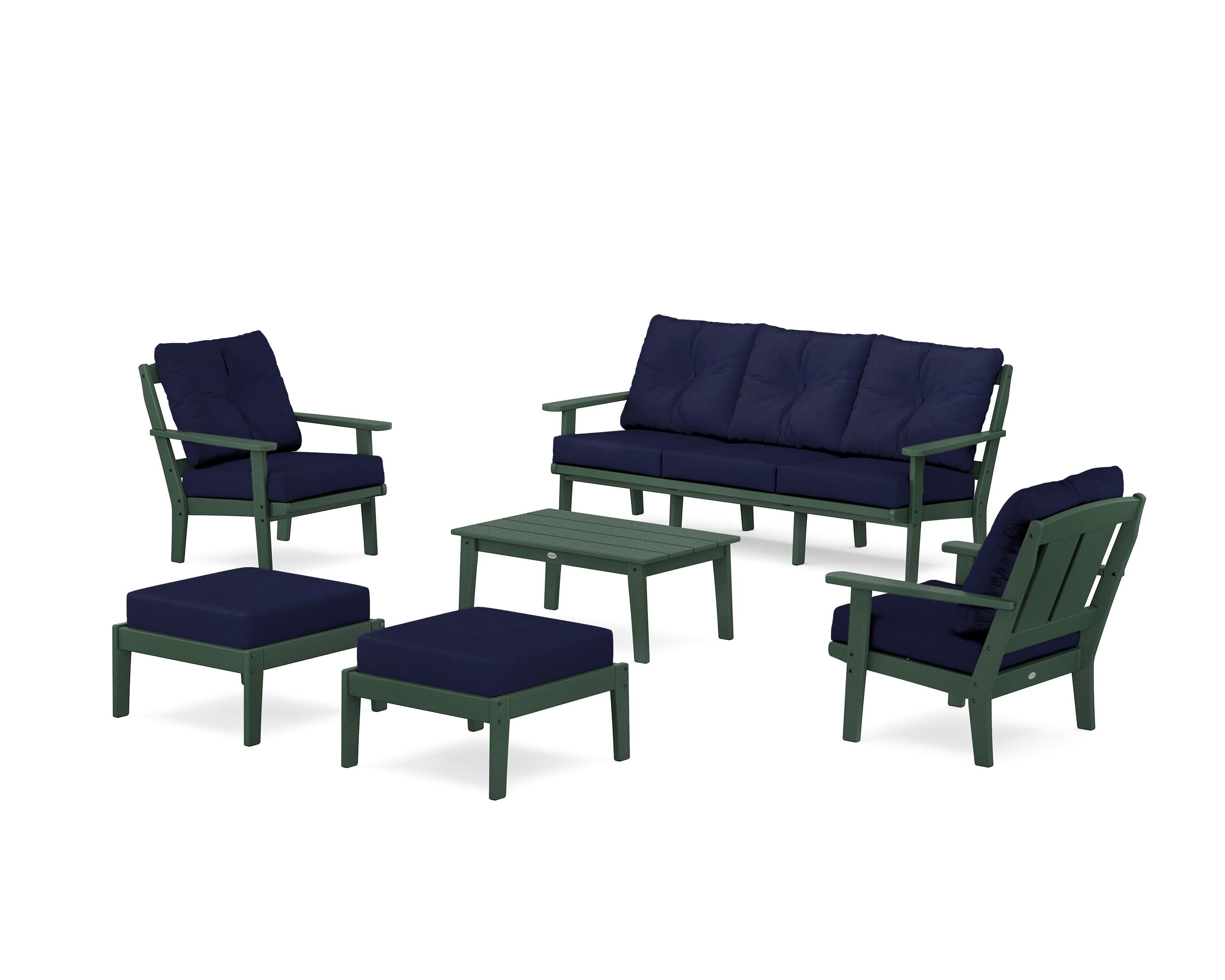 Mission 6-Piece Lounge Sofa Set in Green / Navy