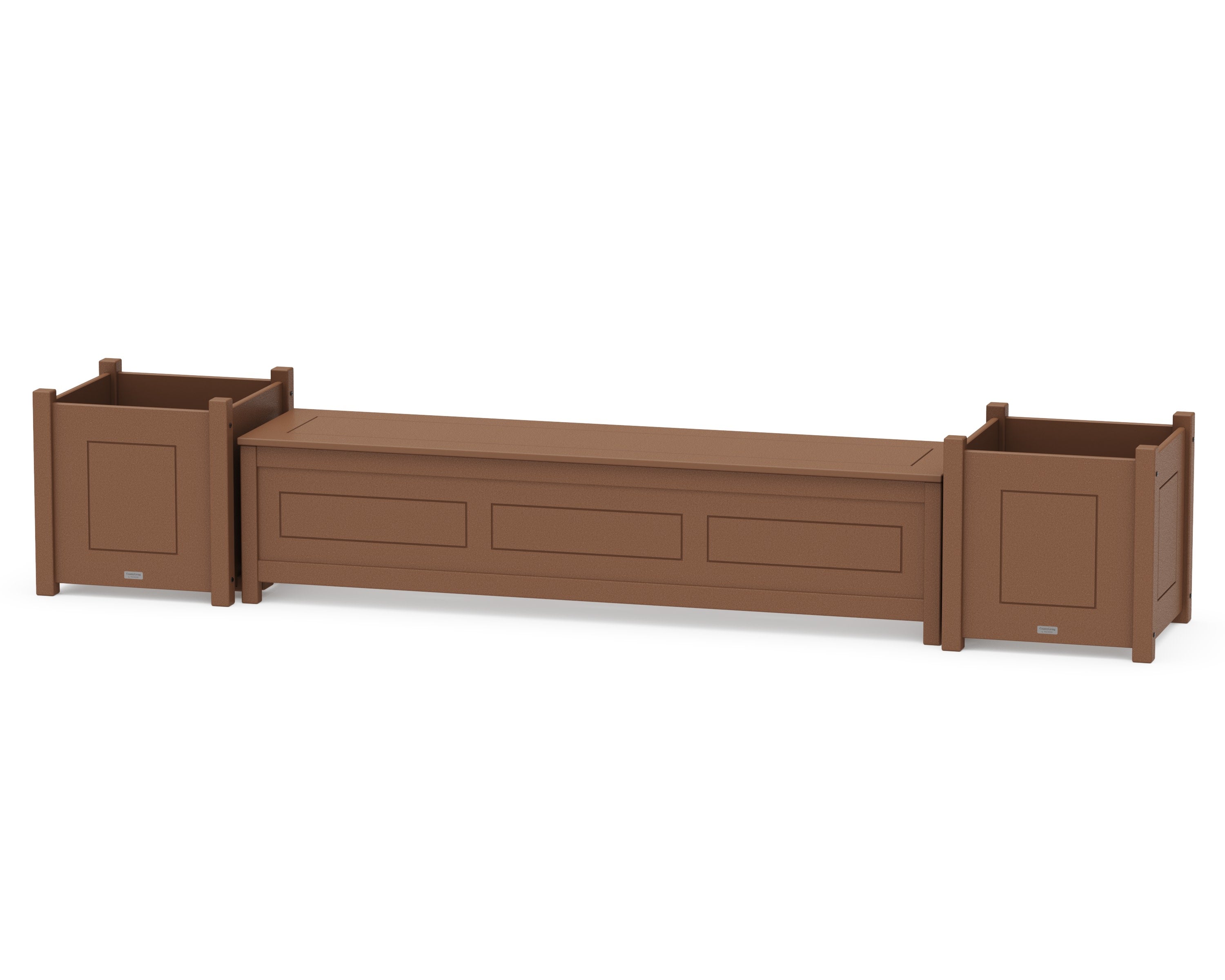 72" Country Living Straight Planter Storage Bench Set- Large in Teak