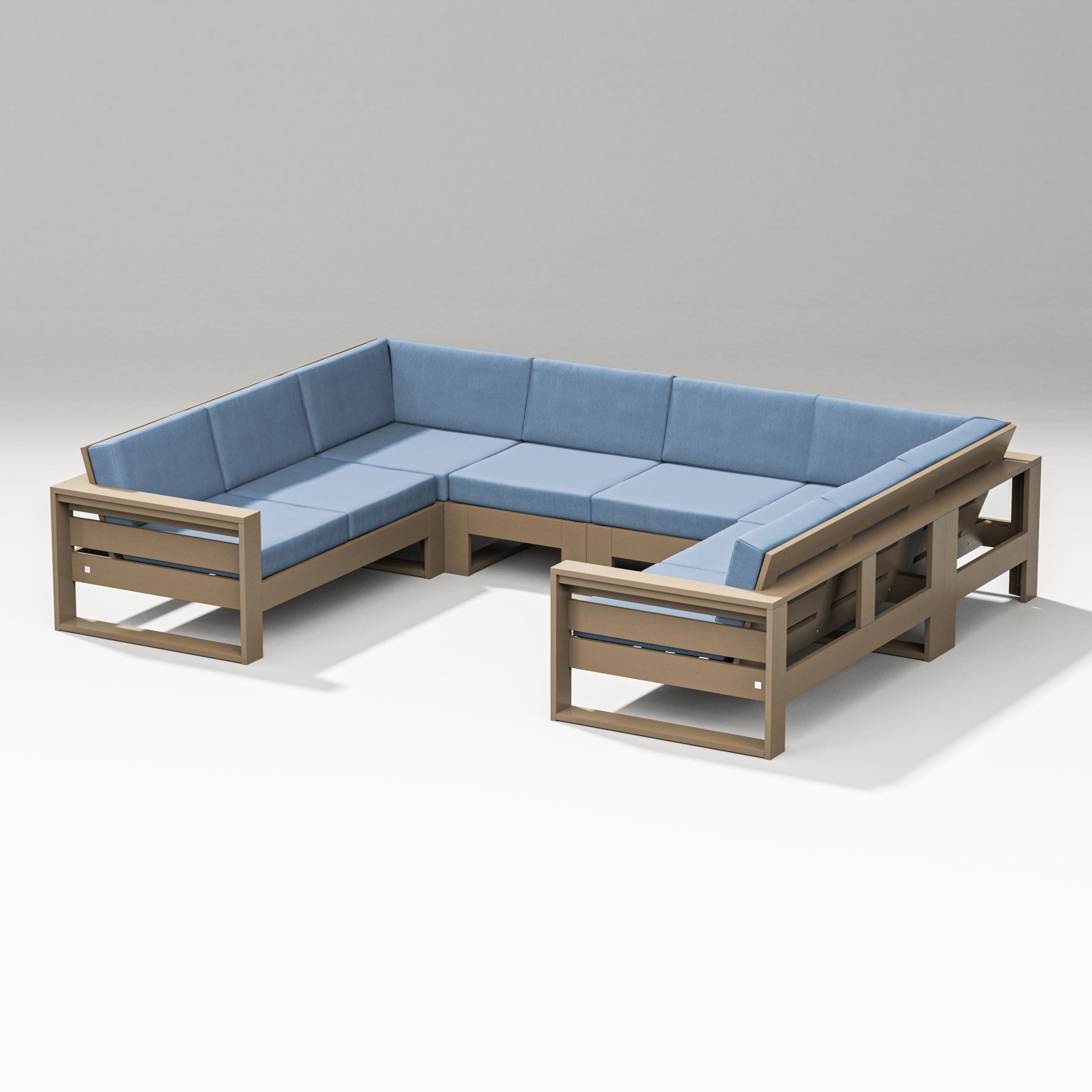 Latitude U-Shaped Sectional in Vintage Sahara / Sky Blue