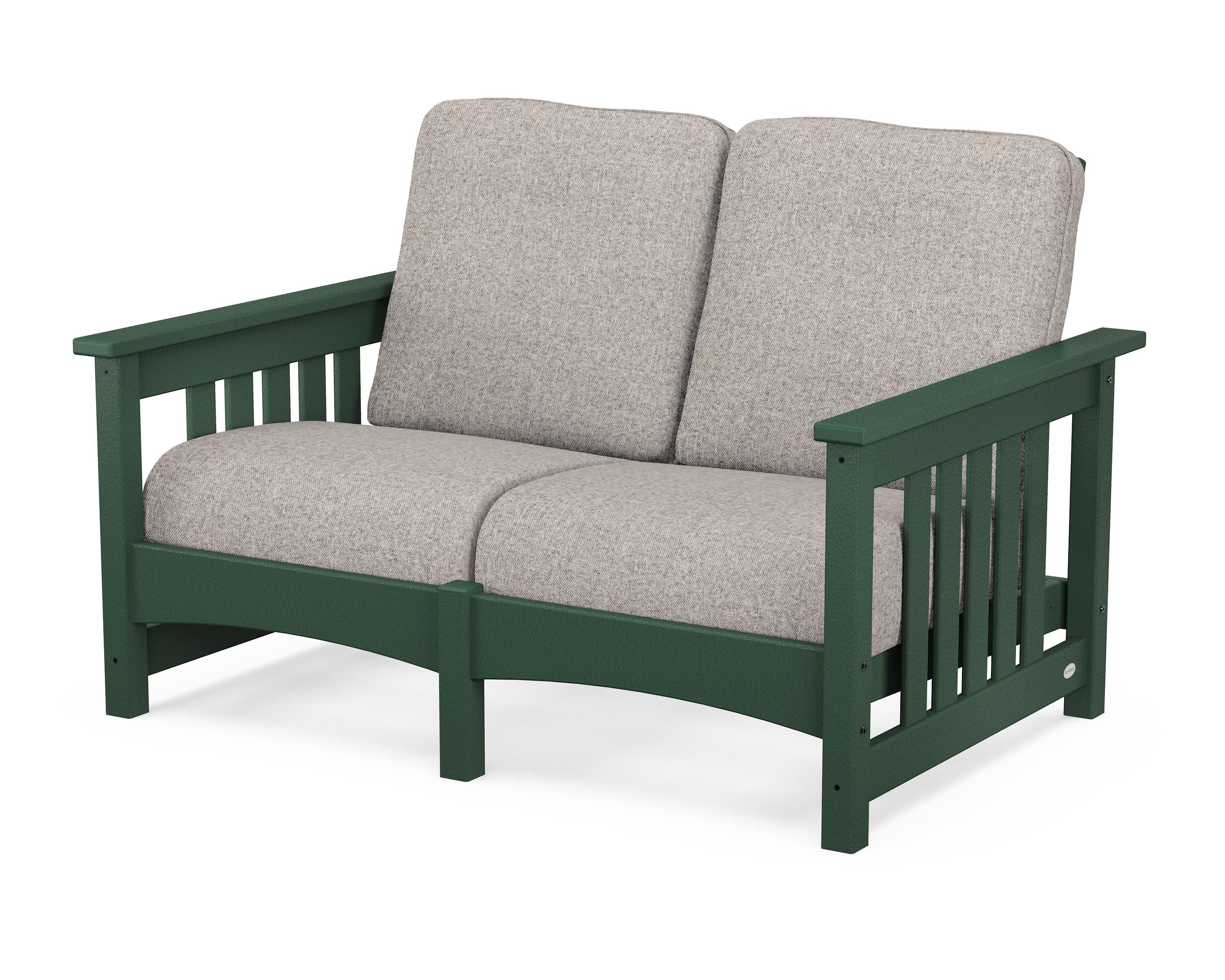 Club Mission Loveseat in Green / Weathered Tweed