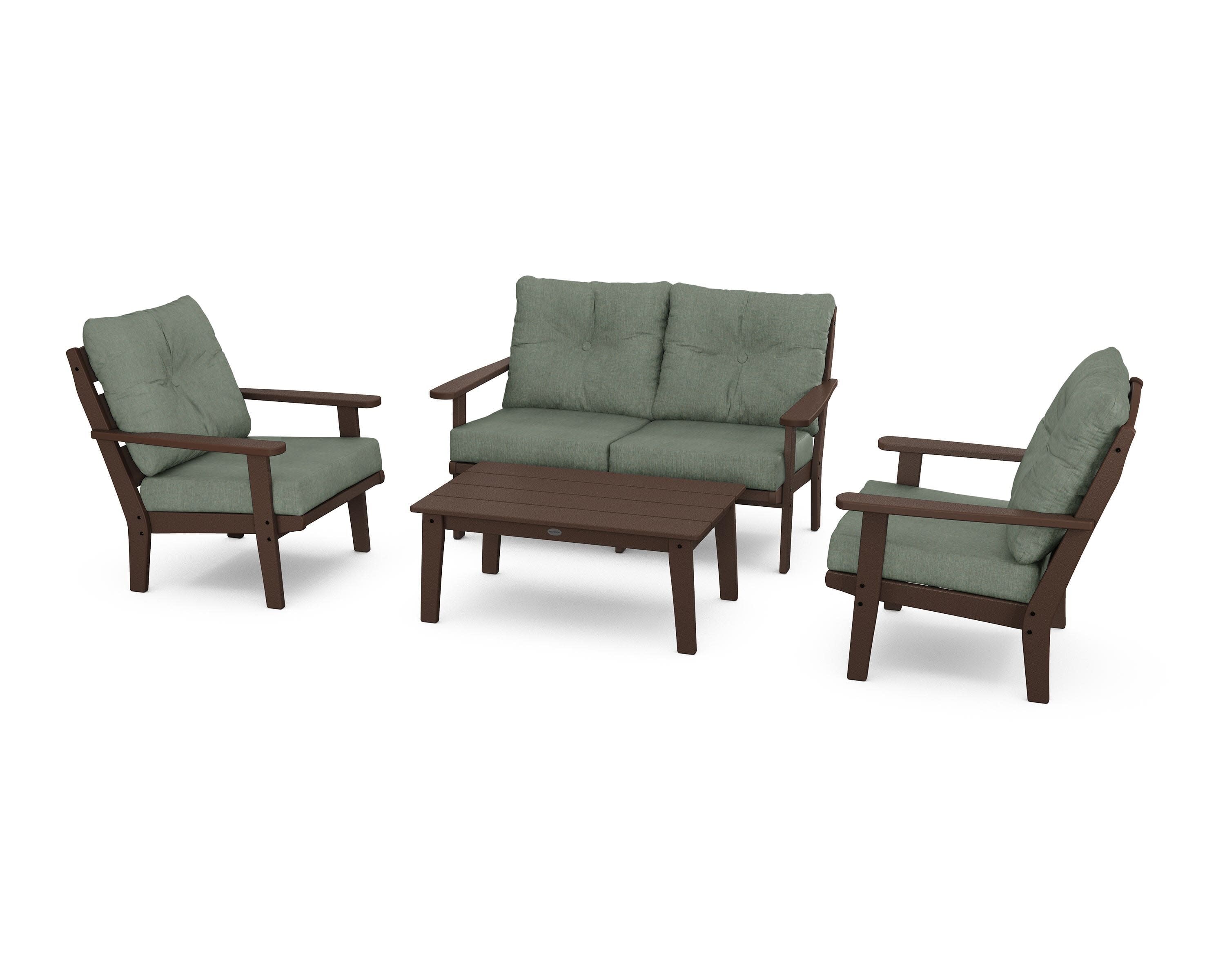 Lakeside 4-Piece Deep Seating Set in Mahogany / Cast Sage