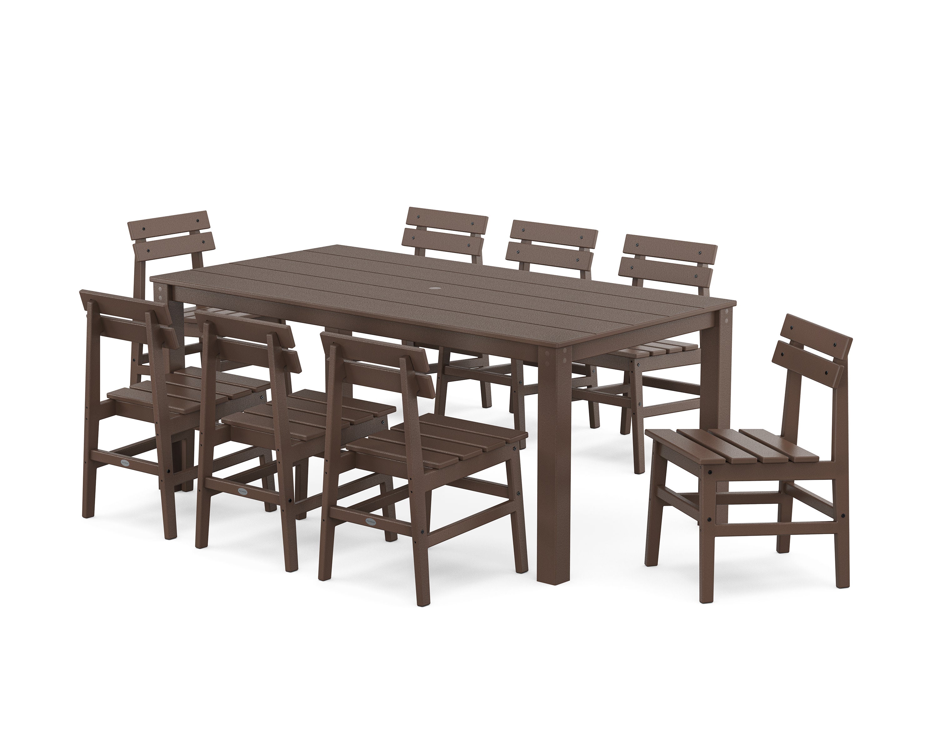Modern Studio Plaza Chair 9-Piece Parsons Dining Set in Mahogany
