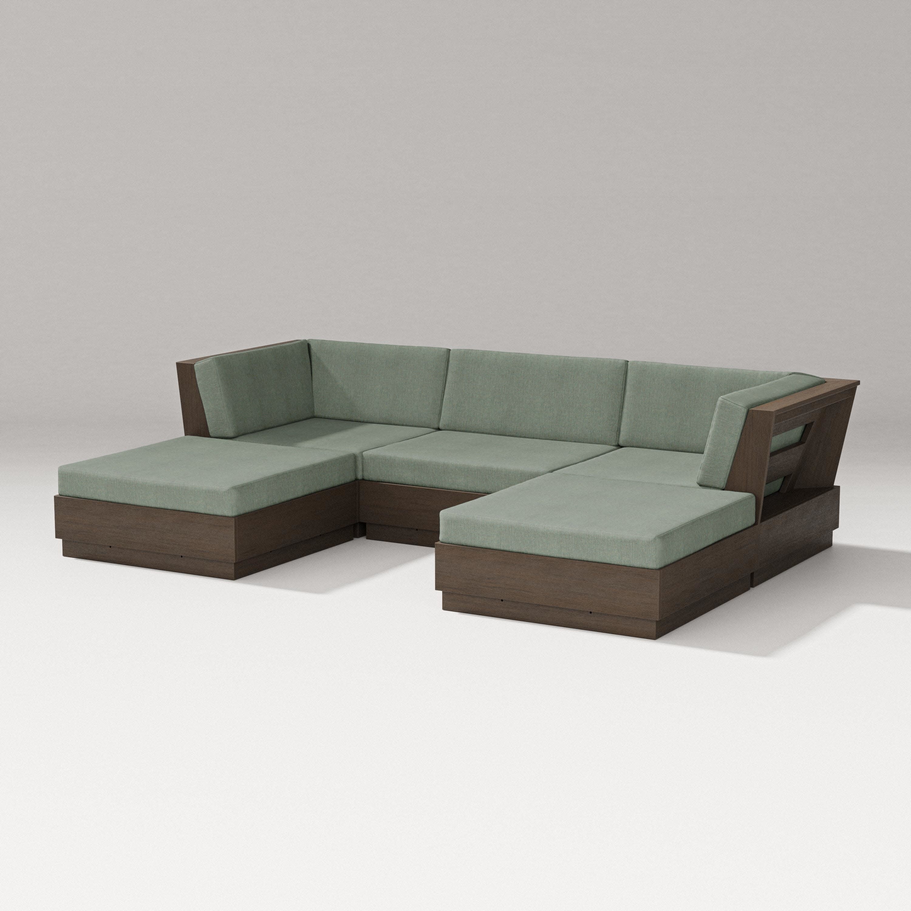 Elevate Double Chaise Sectional in Kona / Cast Sage